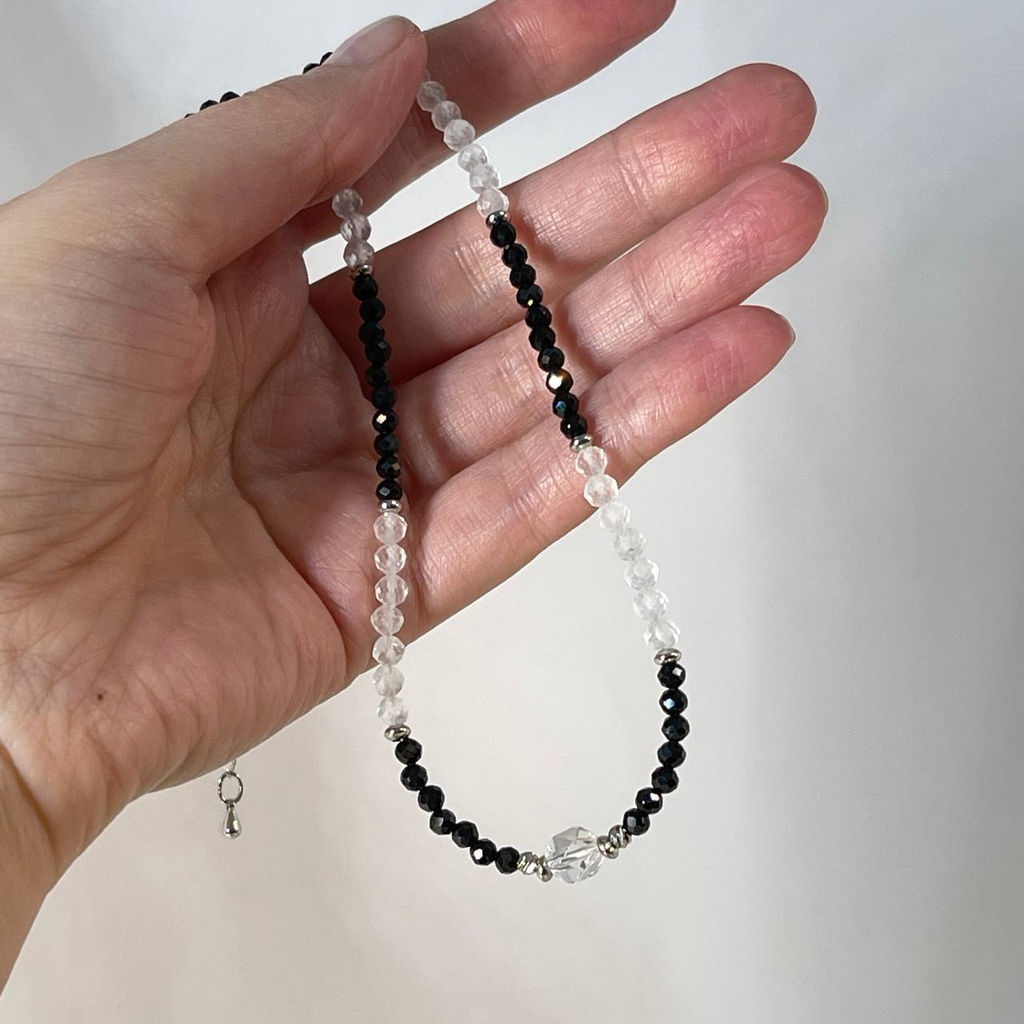 Бусы из Шпинели и Горного Хрусталя 38 см +