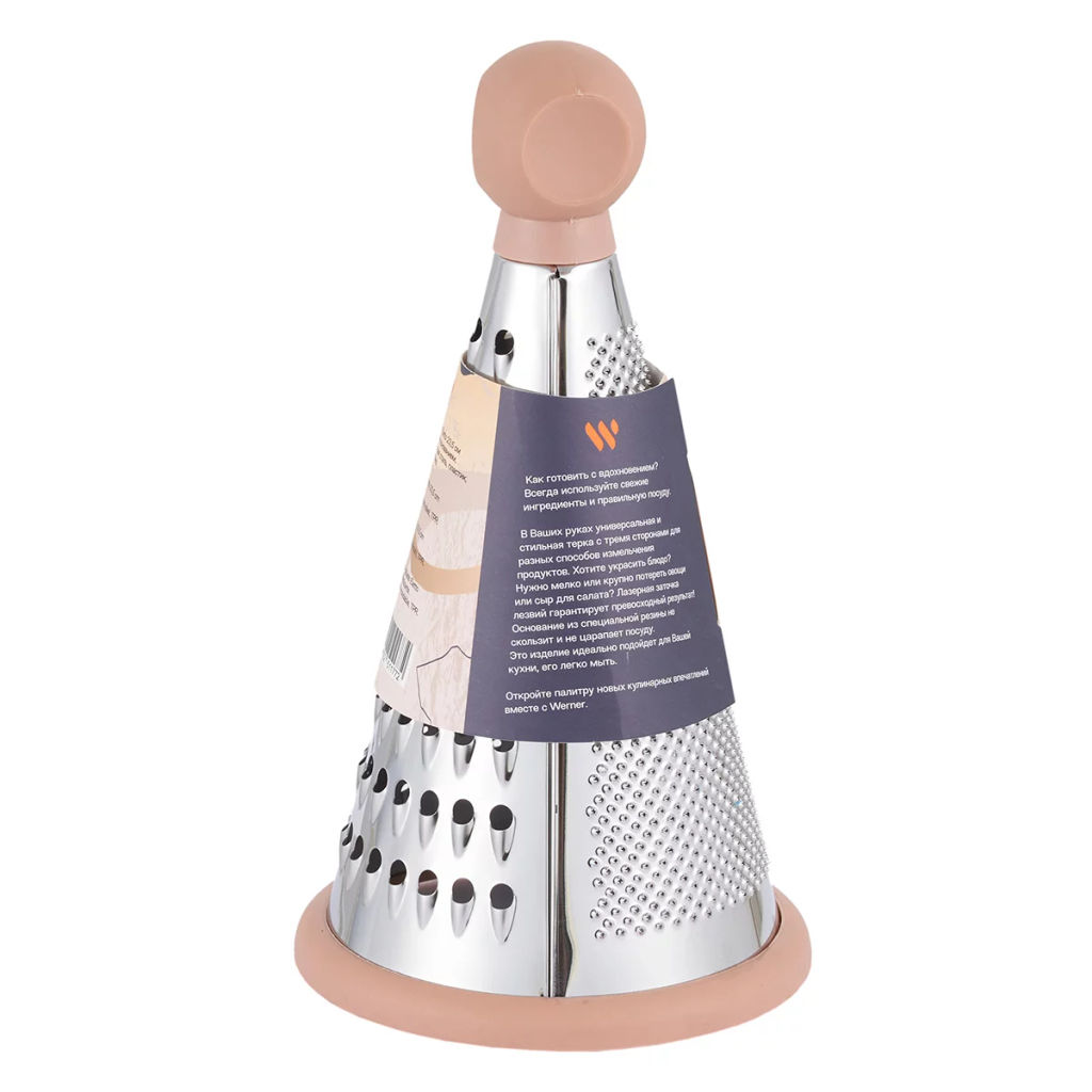 51177 WERNER Тёрка трёхсторонняя ELETTO, 23,5 см, с противоскользящим основанием. Цвет: серый. Материал: нержавеющая сталь, пластик, термопластичная резина.  фото 5