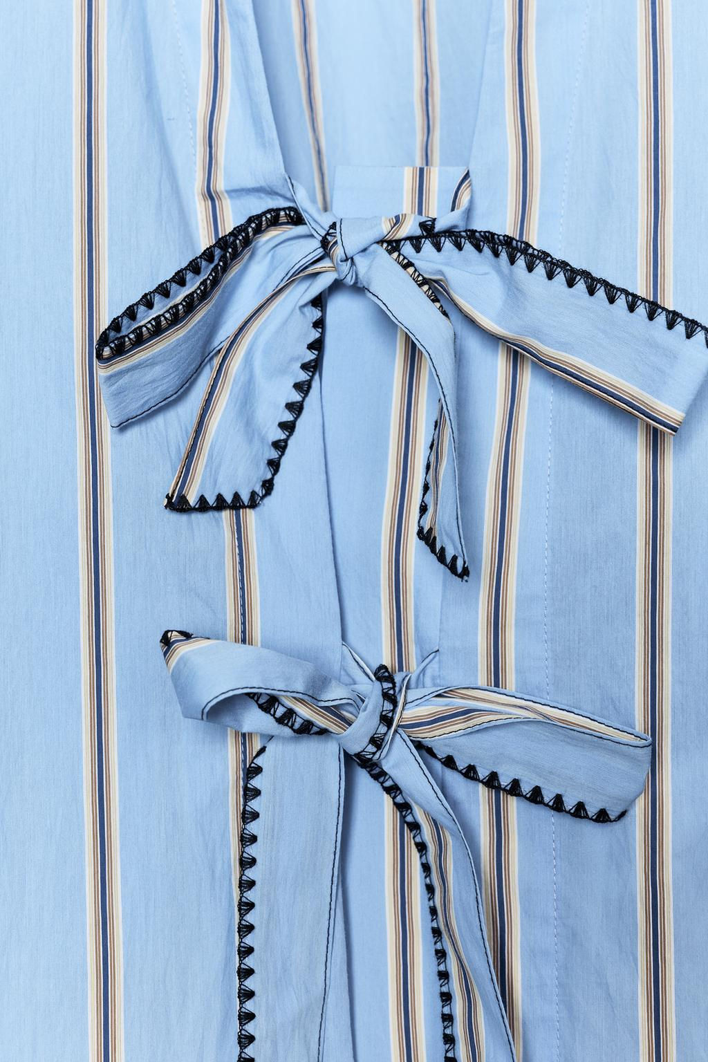 STRIPED POPLIN SHIRT WITH TIES - Zara фото 10