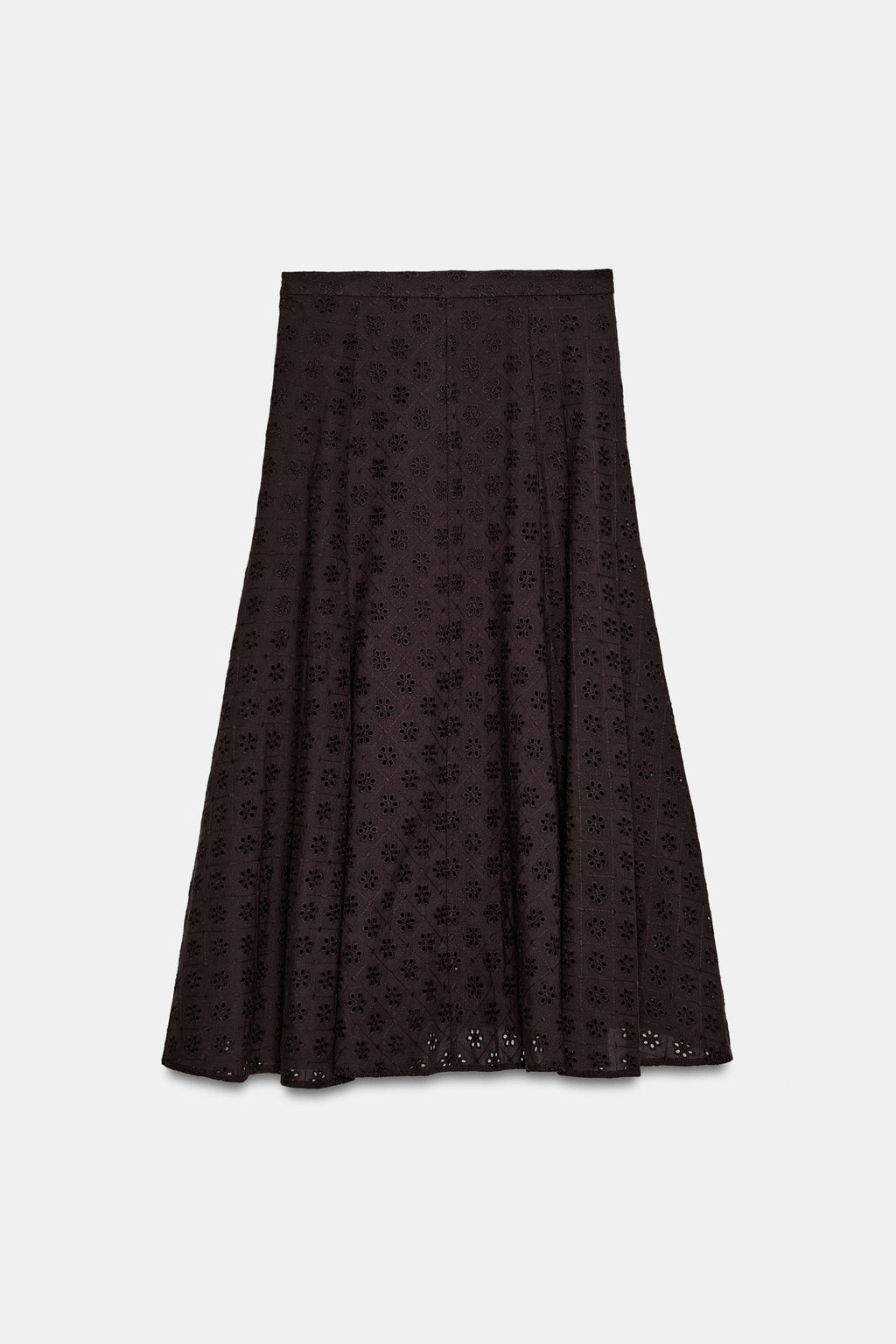 FALDA MIDI BORDADOS PERFORADOS / Marr?n - Zara фото 9