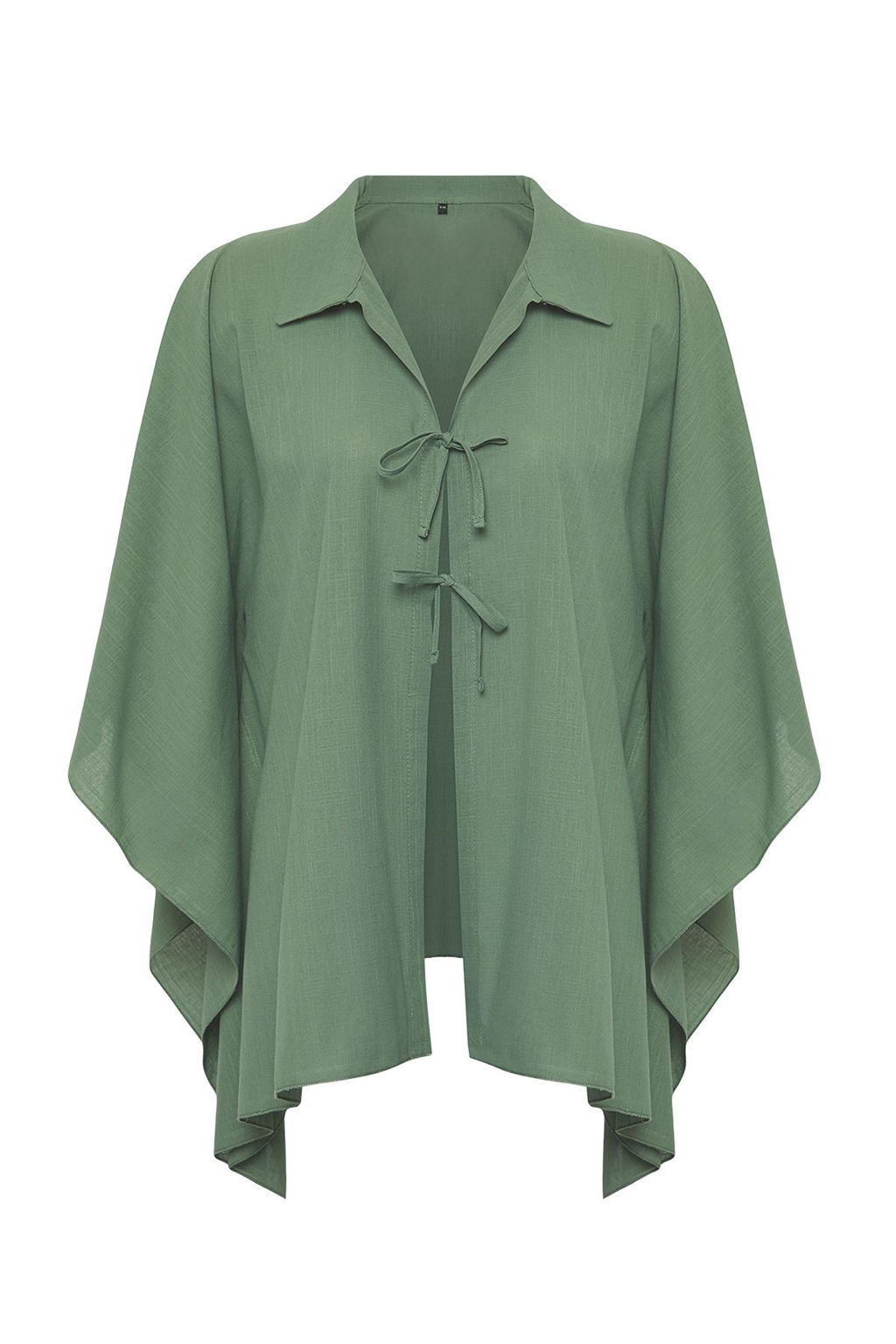 Haki Dokuma Baglama Detayl? Maxi Plaj Gomlek TBESS25GO00010