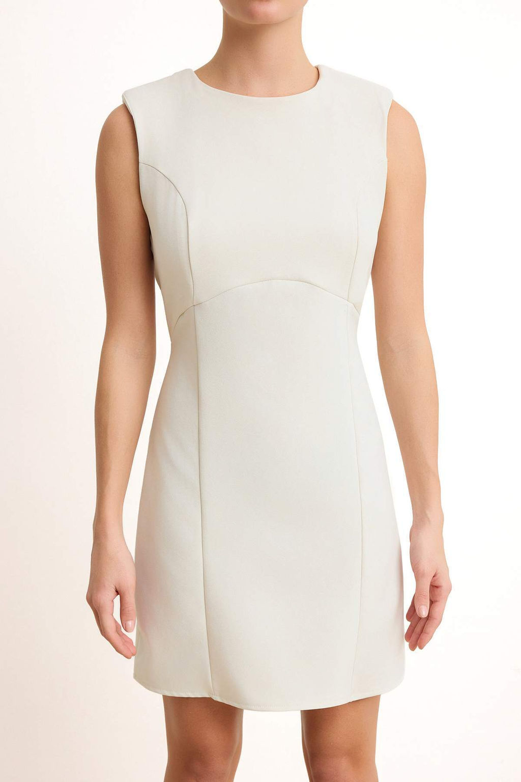 Ekru Vatkal? Duz Kolsuz Mini Esnek Dokuma Elbise TWOSS26EL00296