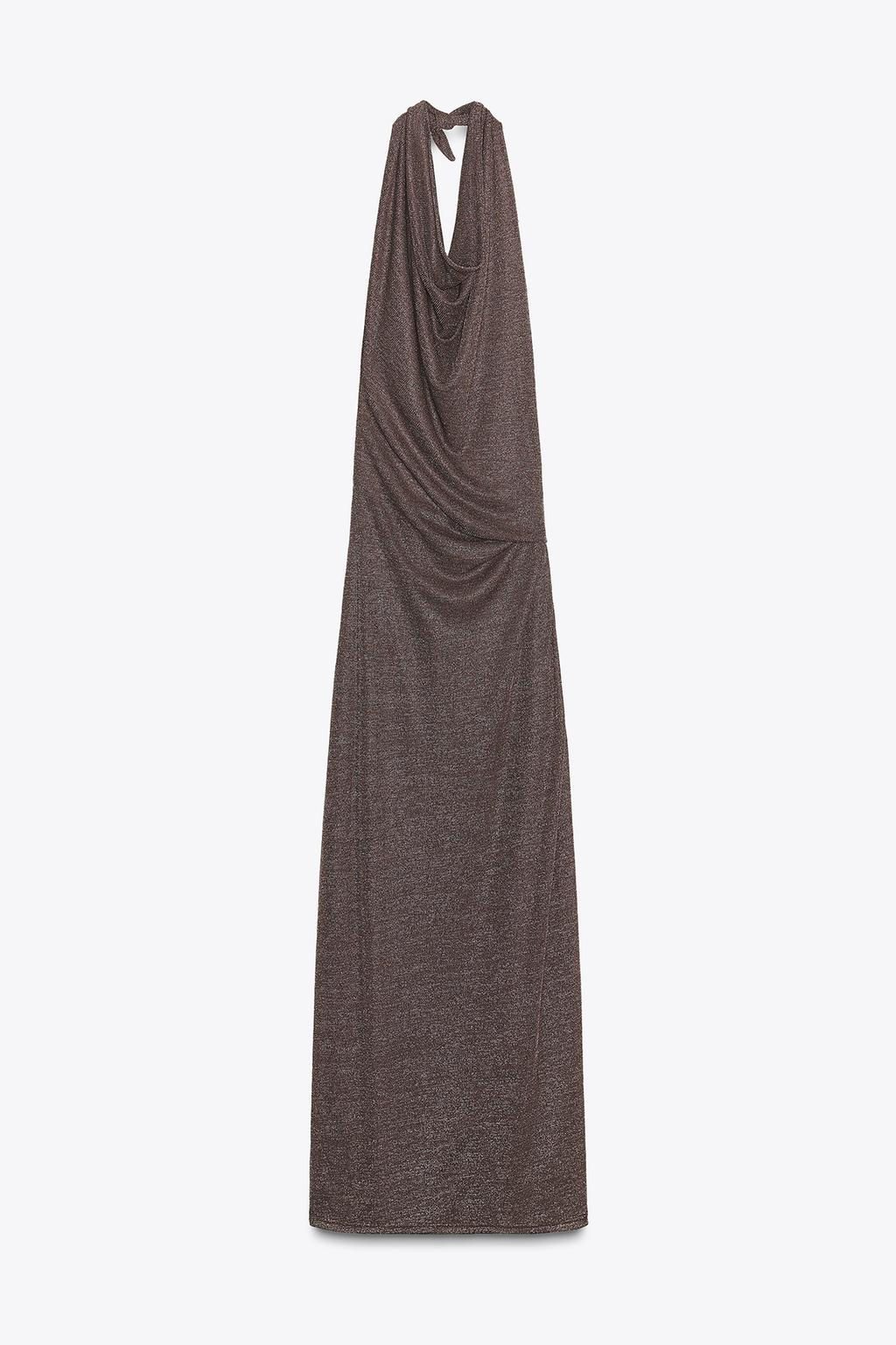 METALLIC THREAD OPEN BACK MAXI DRESS - Zara фото 7