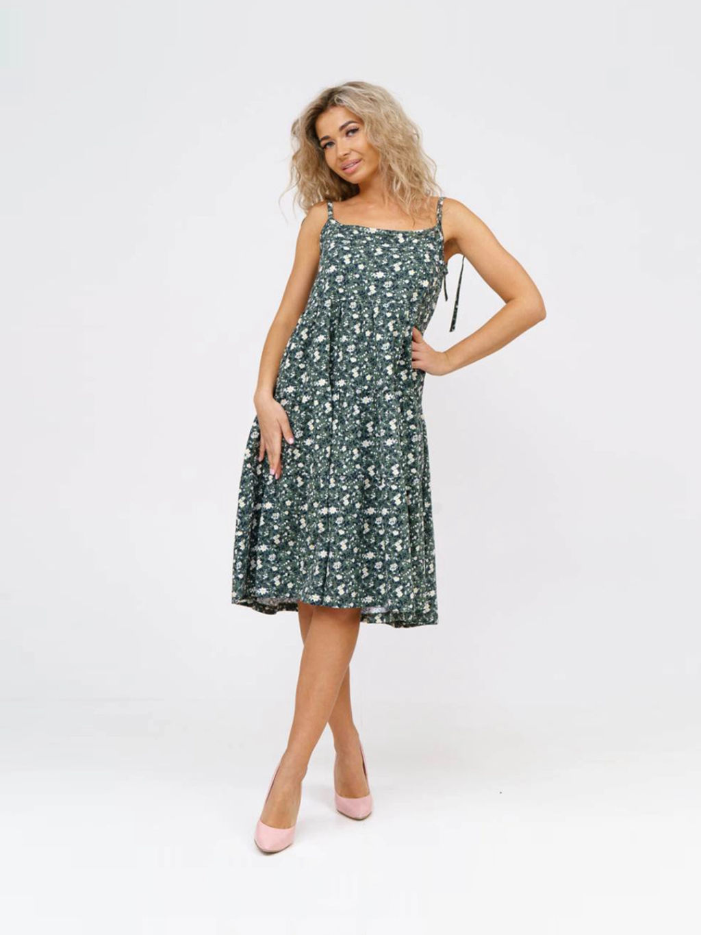 Сарафан женский, цвет зеленый белый