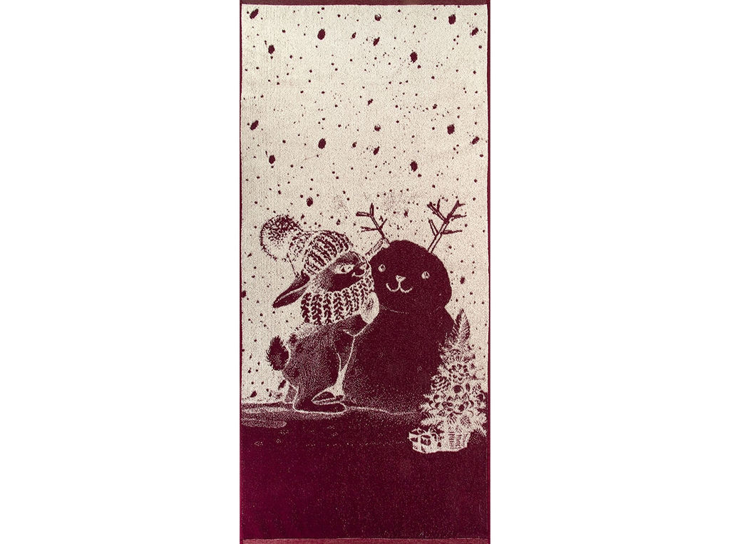 Полотенце махровое 6с102.411ж1 Зимняя забава (кр.дерево1) 67х150см