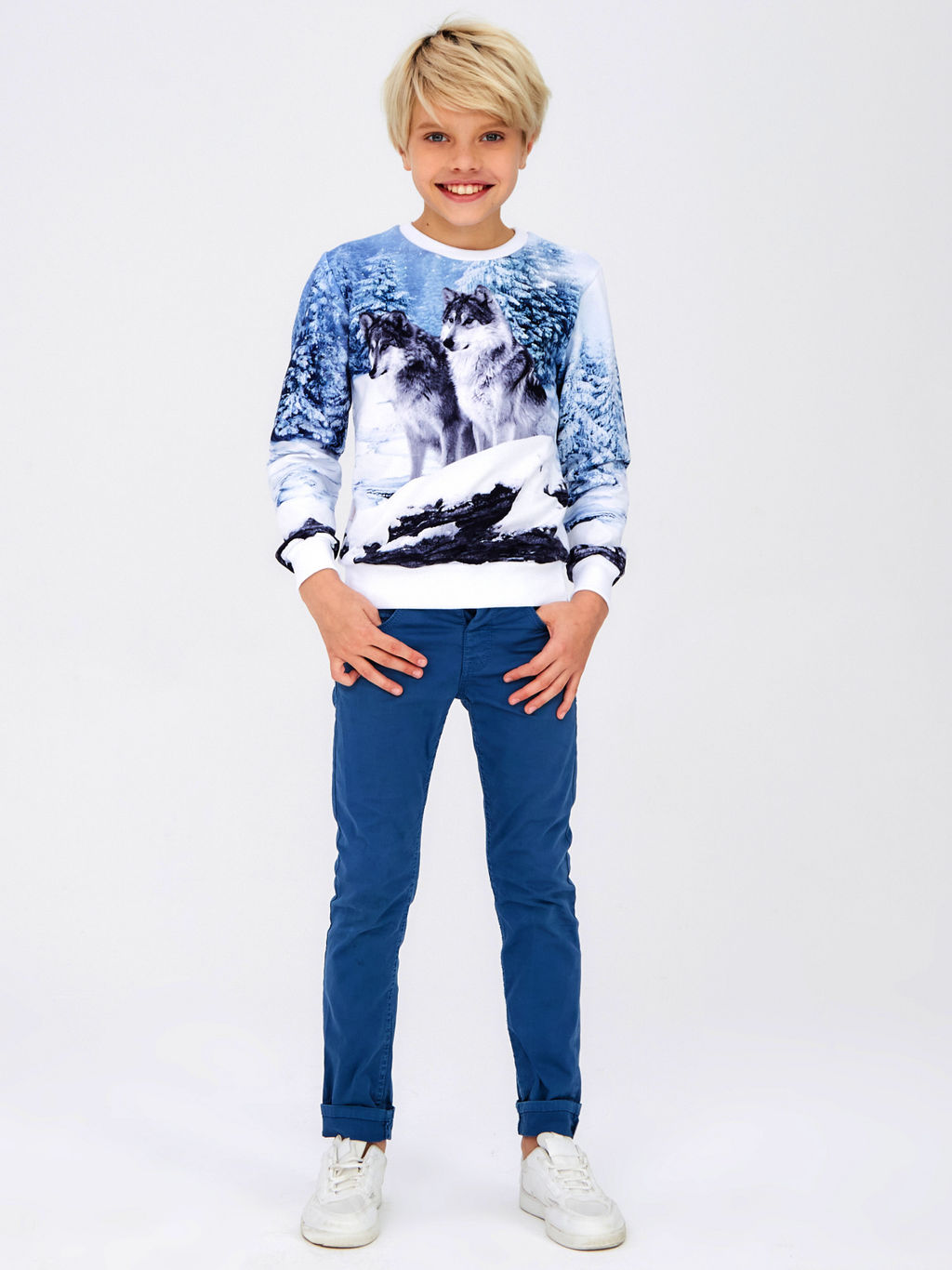 Свитшот "Сибирские Волки",белый