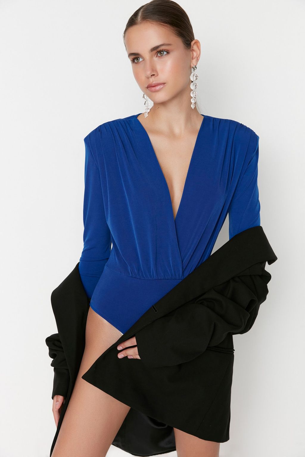 TRENDYOLMILLA Siyah Kruvaze Yaka Orme Body TPRAW22BD0161  фото 2