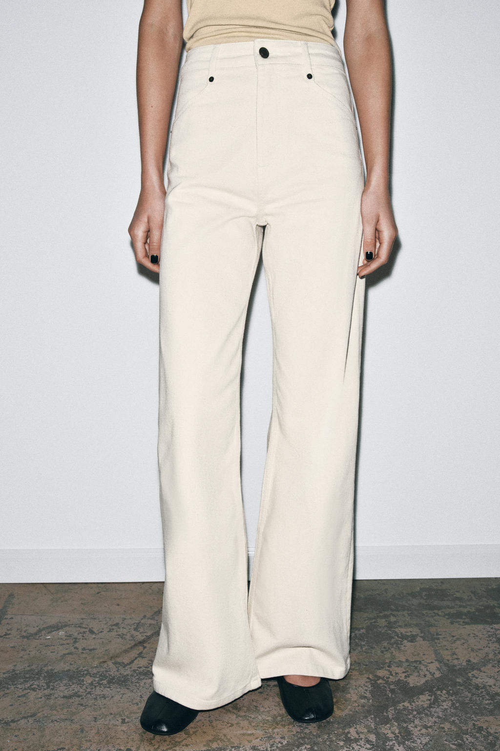 JEANS ZW COLLECTION WIDE LEG TIRO ALTO / Crudo - Zara фото 2