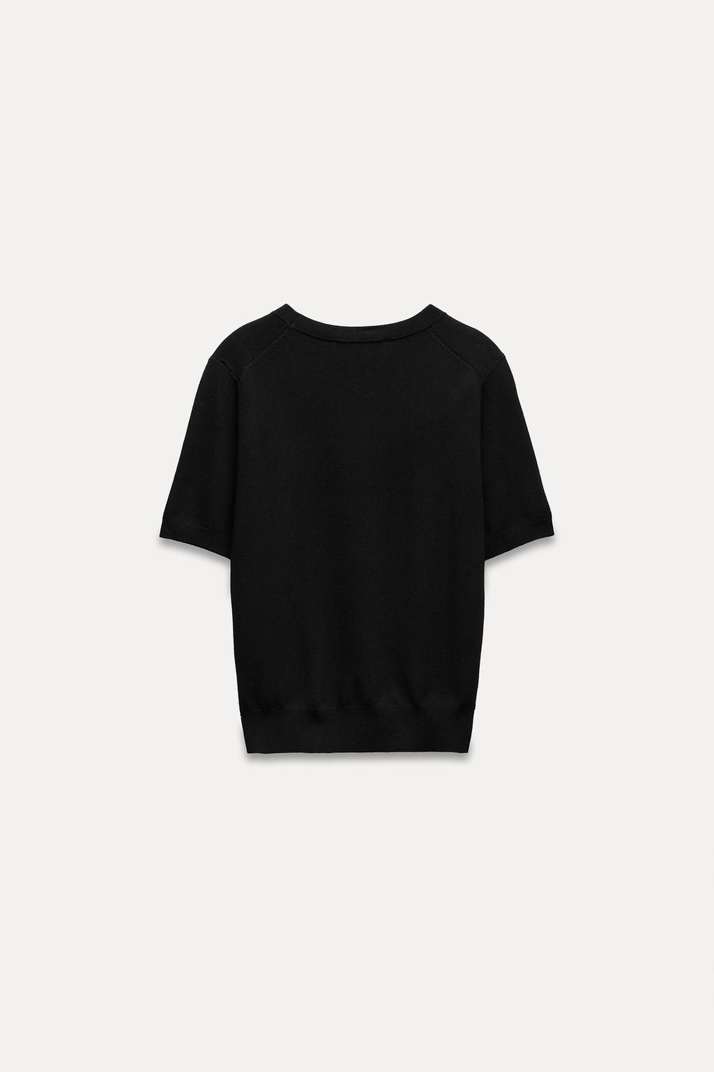 BASIC PLAIN KNIT TOP WITH SHORT SLEEVES - Zara фото 22