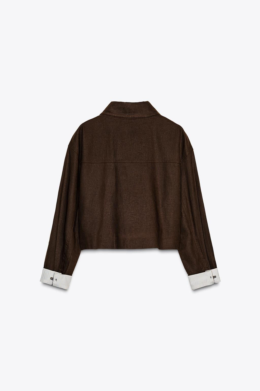 LINEN BLEND CROPPED JACKET - Zara фото 7