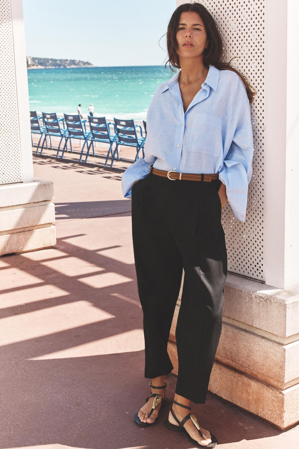 LINEN BELTED STRAIGHT-LEG TROUSERS - Zara фото 28