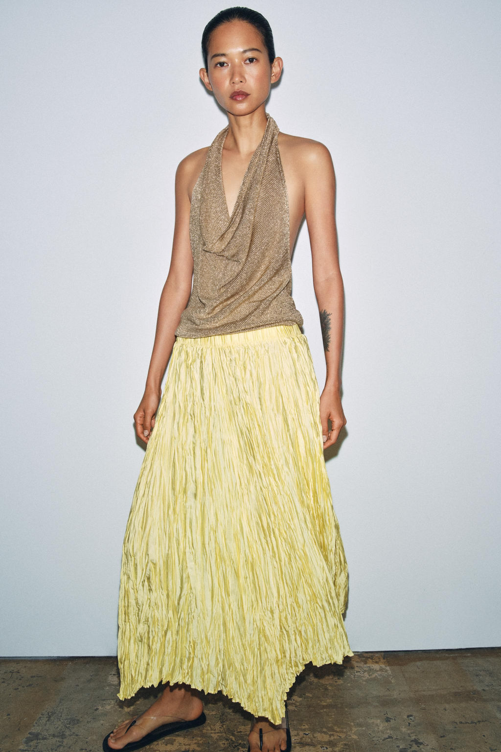 FALDA LARGA PLISADA ZW COLLECTION / Amarillo - Zara фото 2