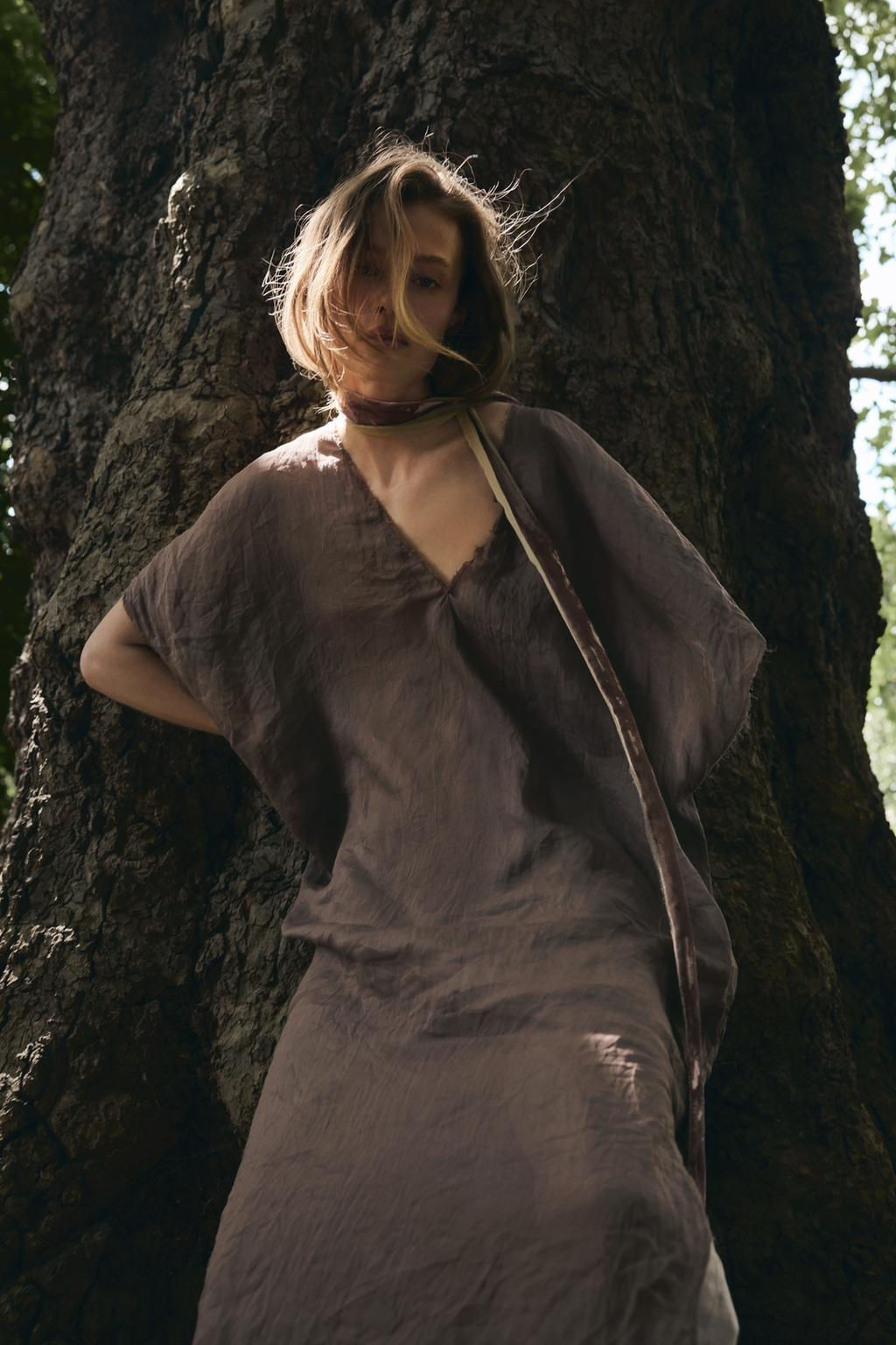 CREASED-EFFECT RAMIE TUNIC DRESS - Zara фото 3