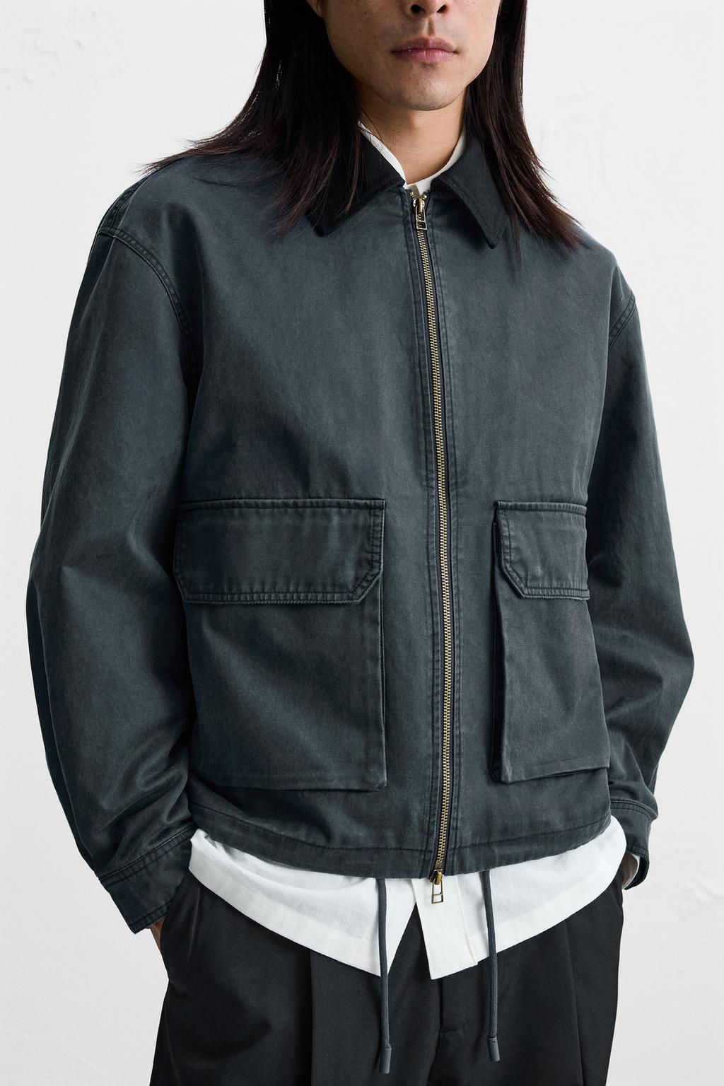 CONTRAST COLLAR CROPPED FIT JACKET - Zara фото 5