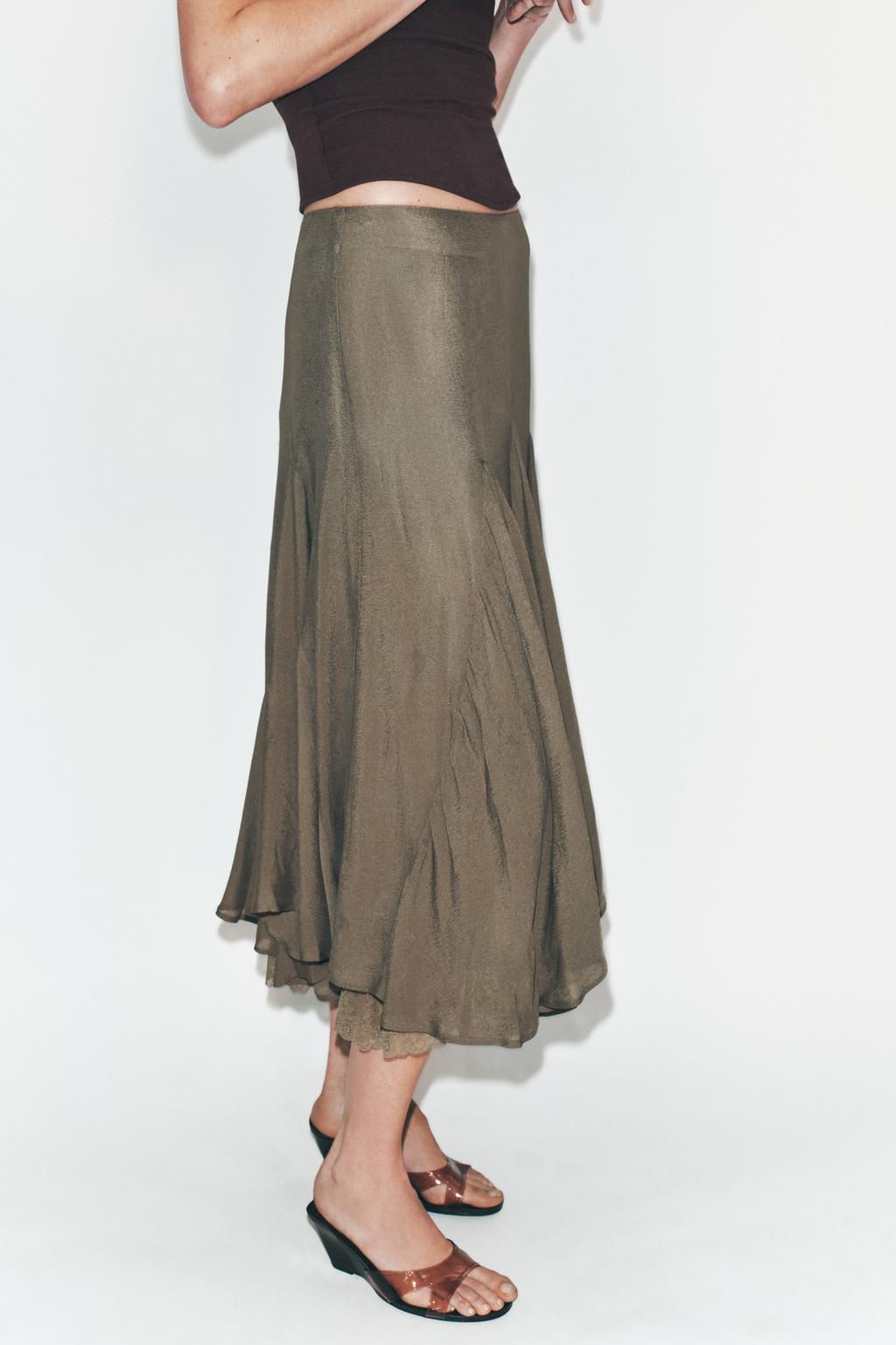 FLOWING GODET SKIRT WITH LACE - Zara фото 4
