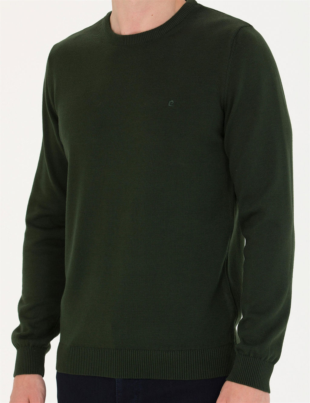 Koyu Ye_il Slim Fit Bisiklet Yaka Basic Triko Kazak - Pierre cardin фото 6