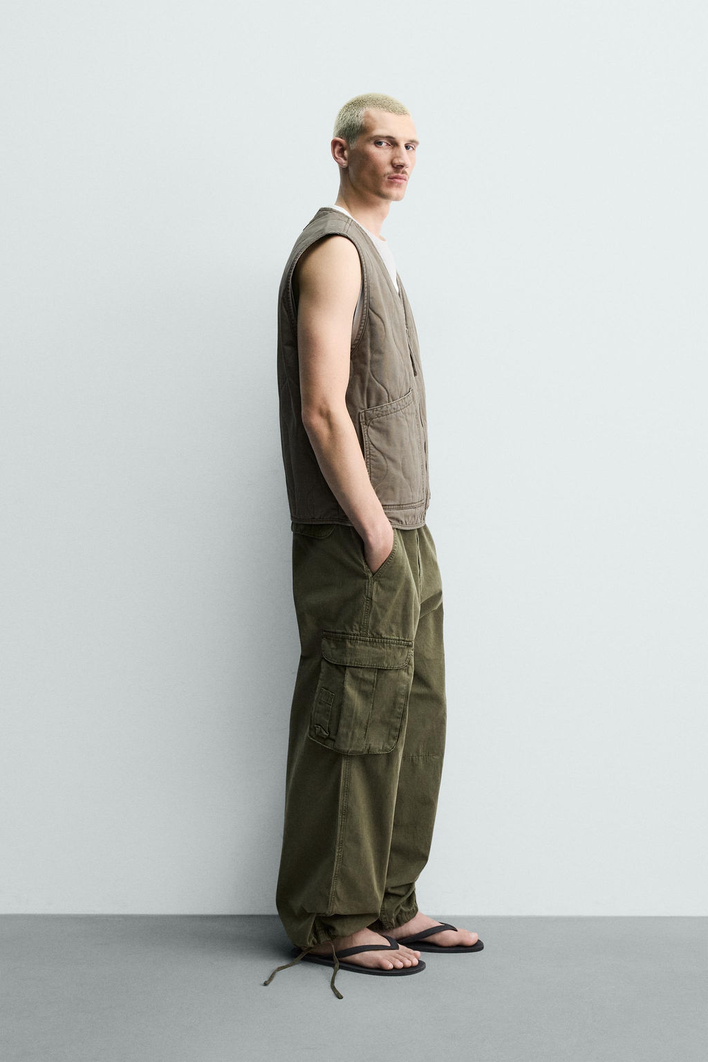 CHALECO LAVADO PESPUNTES / Khaki - Zara фото 4