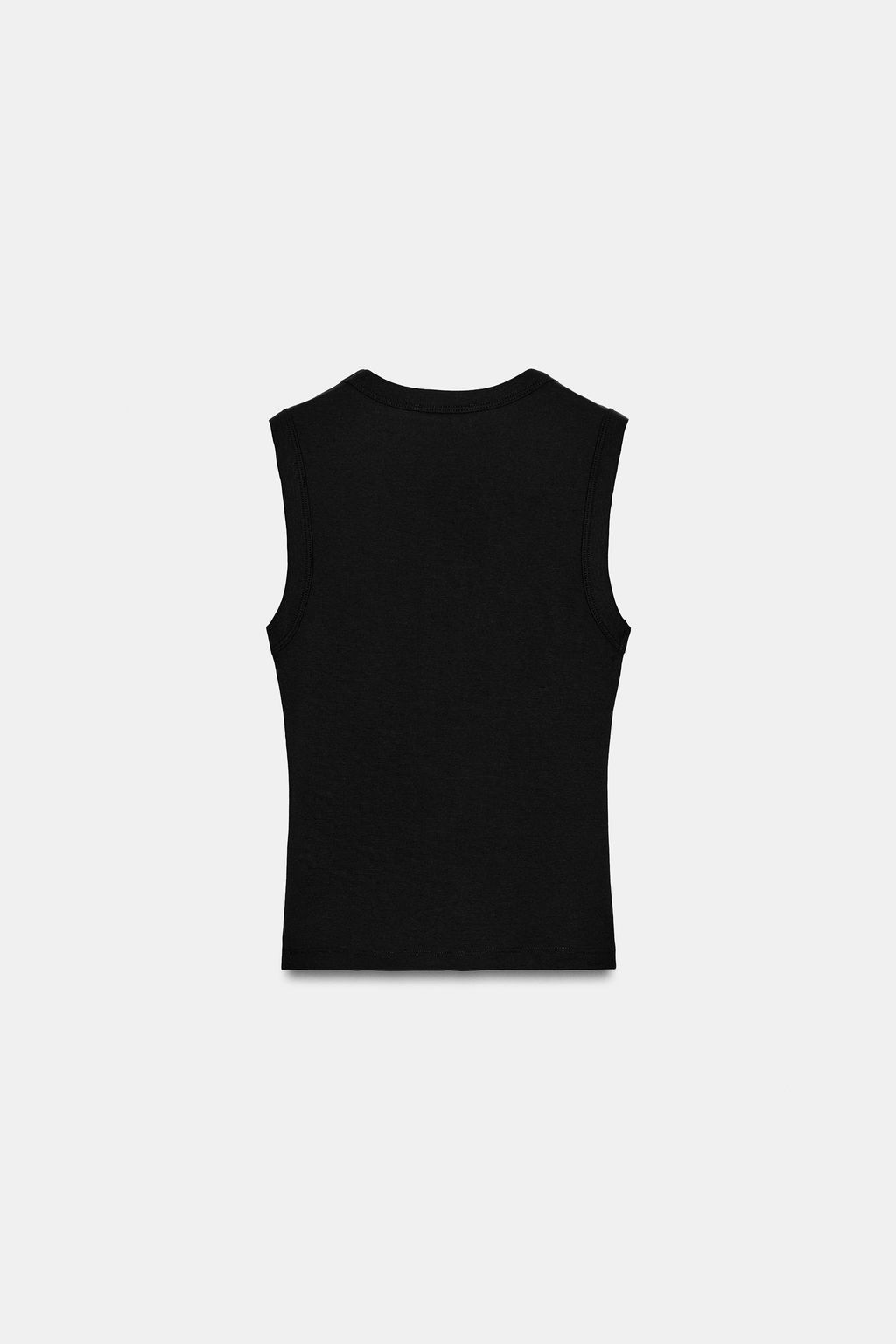 CAMISETA ALGOD?N  ESCOTE PICO / Negro - Zara фото 2