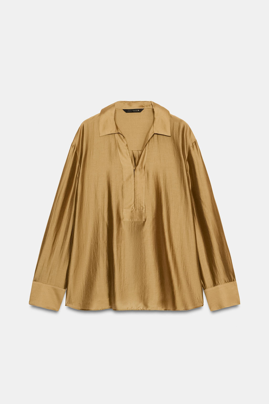 CAMISA SATINADA ZW COLLECTION / Mostaza - Zara фото 7