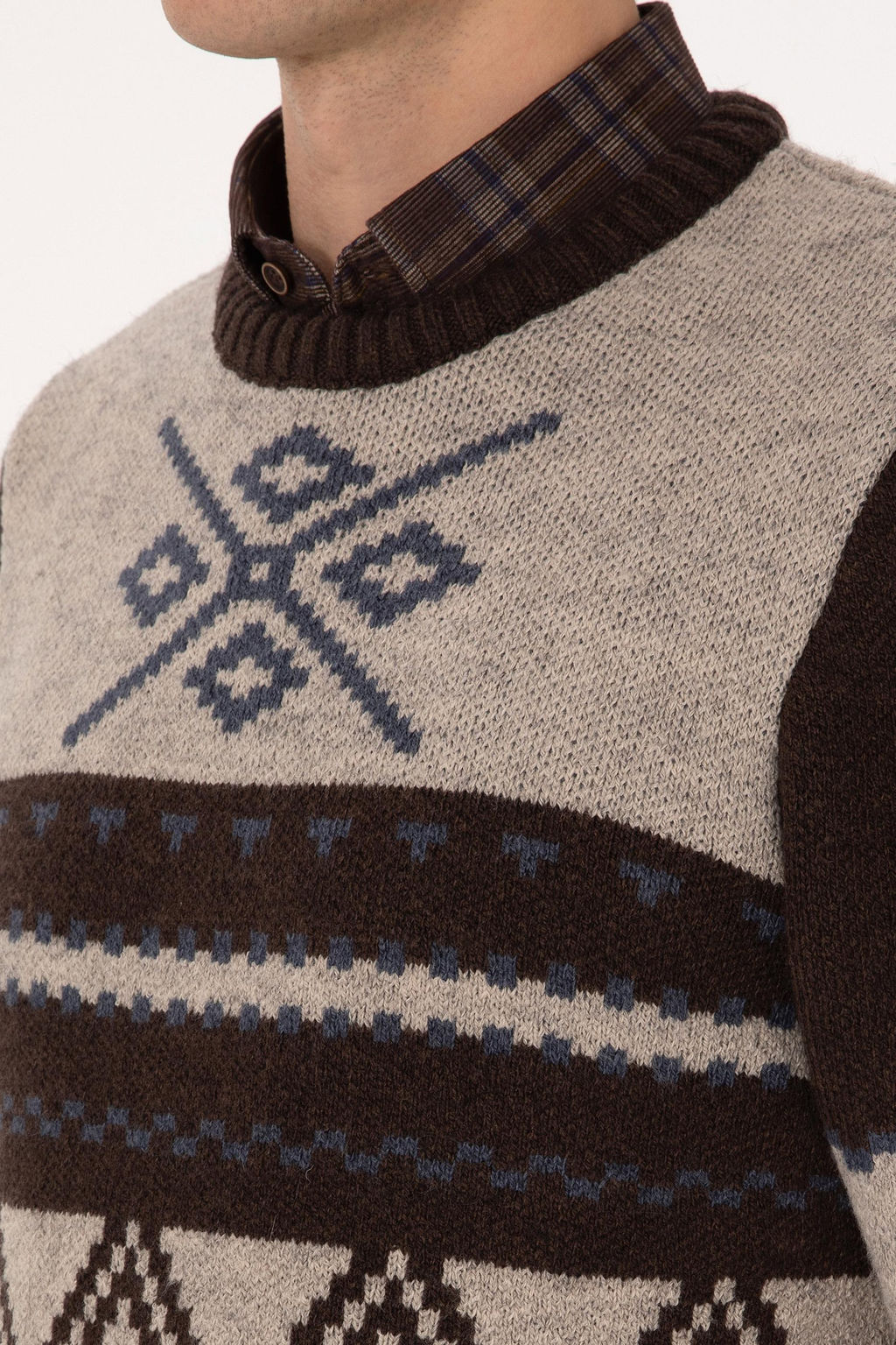 Erkek Comfort Fit Bisiklet Yaka Kahverengi Kazak - U.s. polo assn фото 7