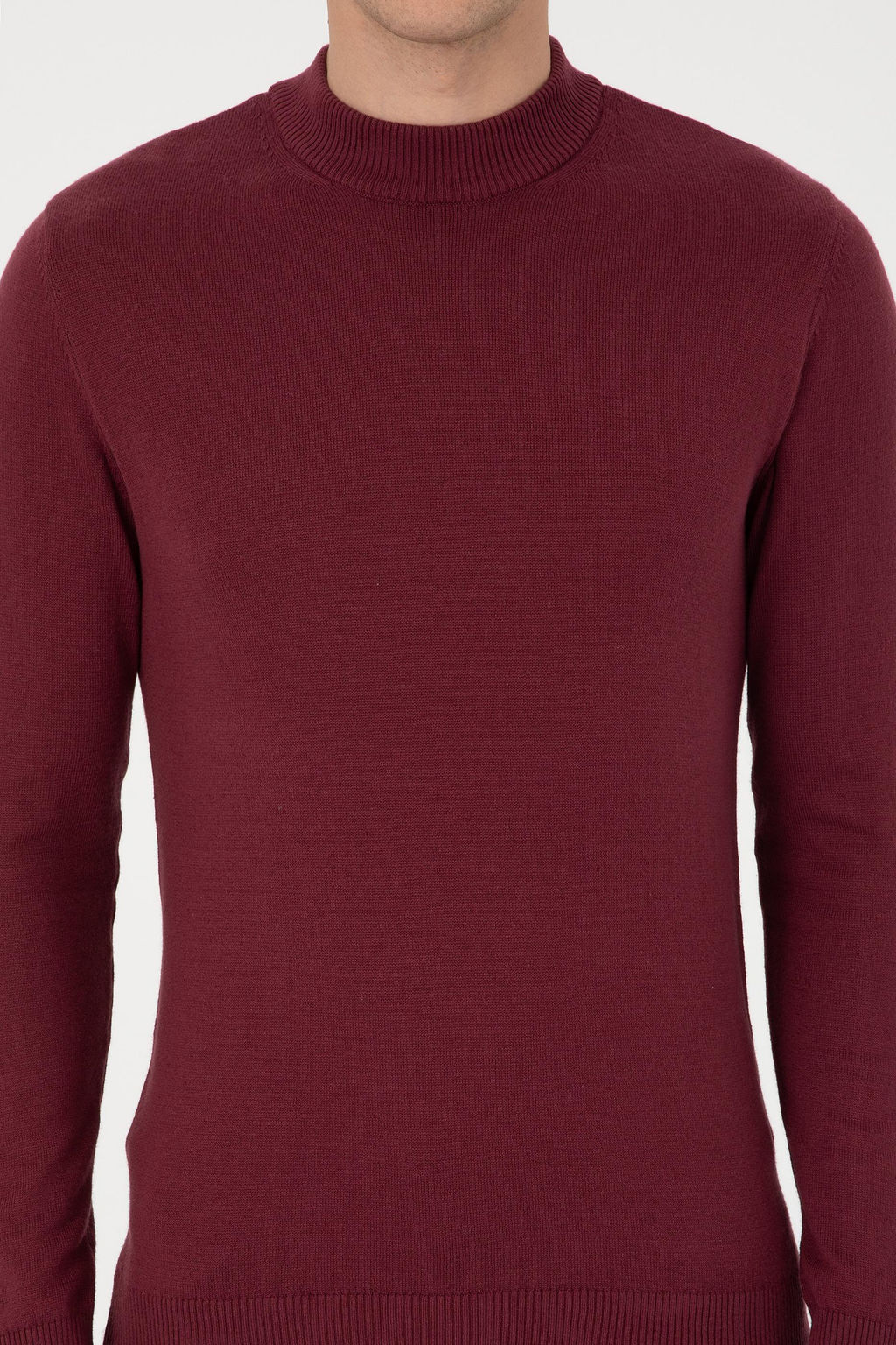 Джемпер Slim Fit Polo Yaka бордовый из хлопка