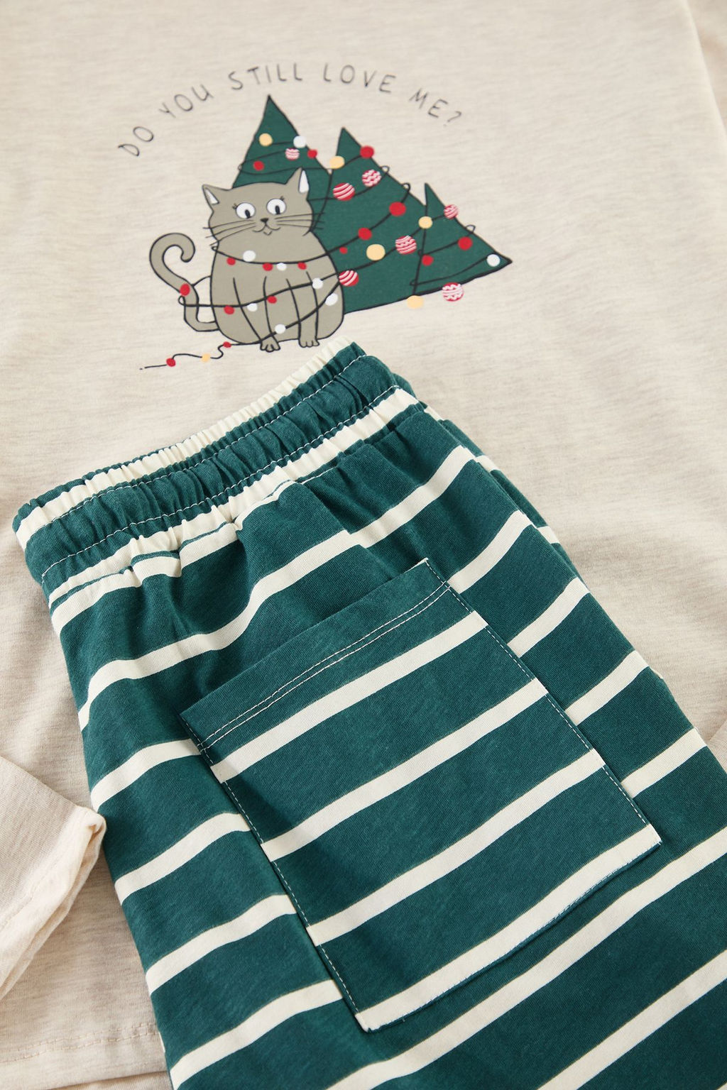 TRENDYOL MAN Bej Cizgili Regular Fit Couple Y?lbas? Orme Pijama Tak?m? TMNAW25PT00045 - Trendyolmilla фото 10