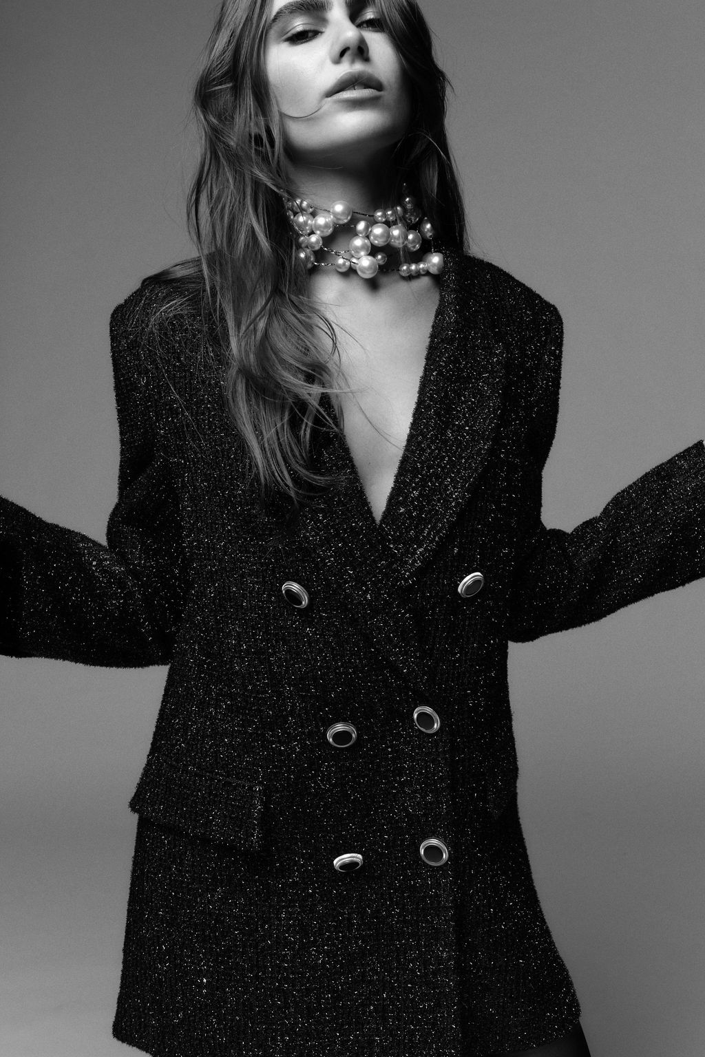 DOUBLE-BREASTED METALLIC THREAD BLAZER - Zara фото 6