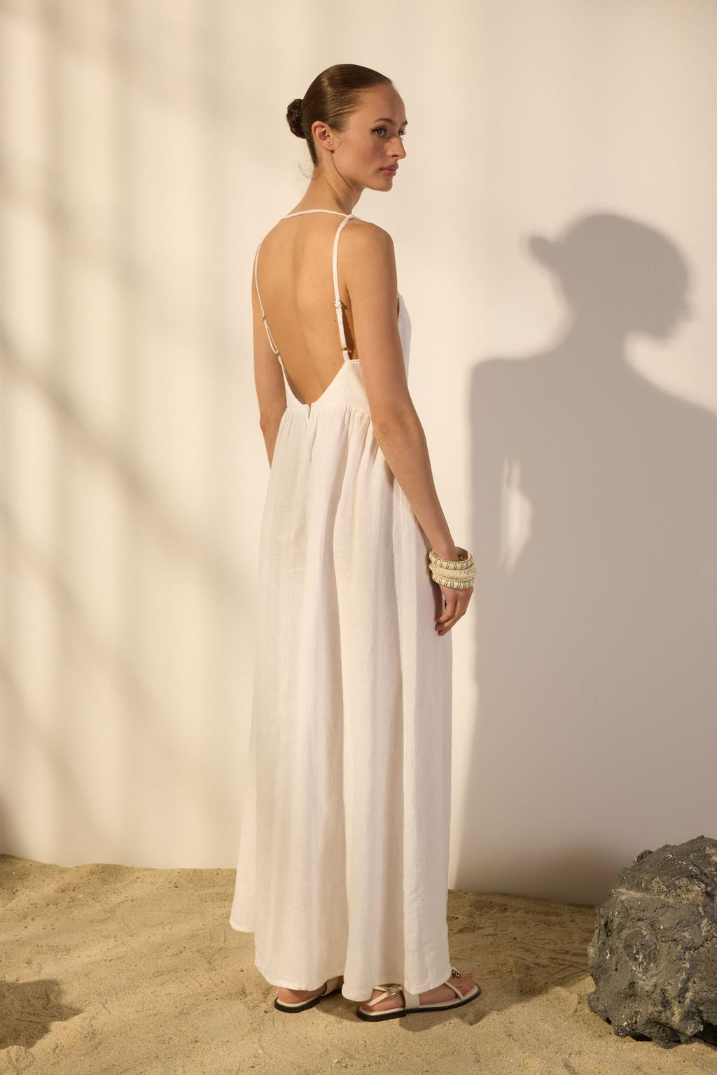 Trendyolmilla Beyaz %100 Keten Maxi Elbise TWOSS25EL00643  фото 4