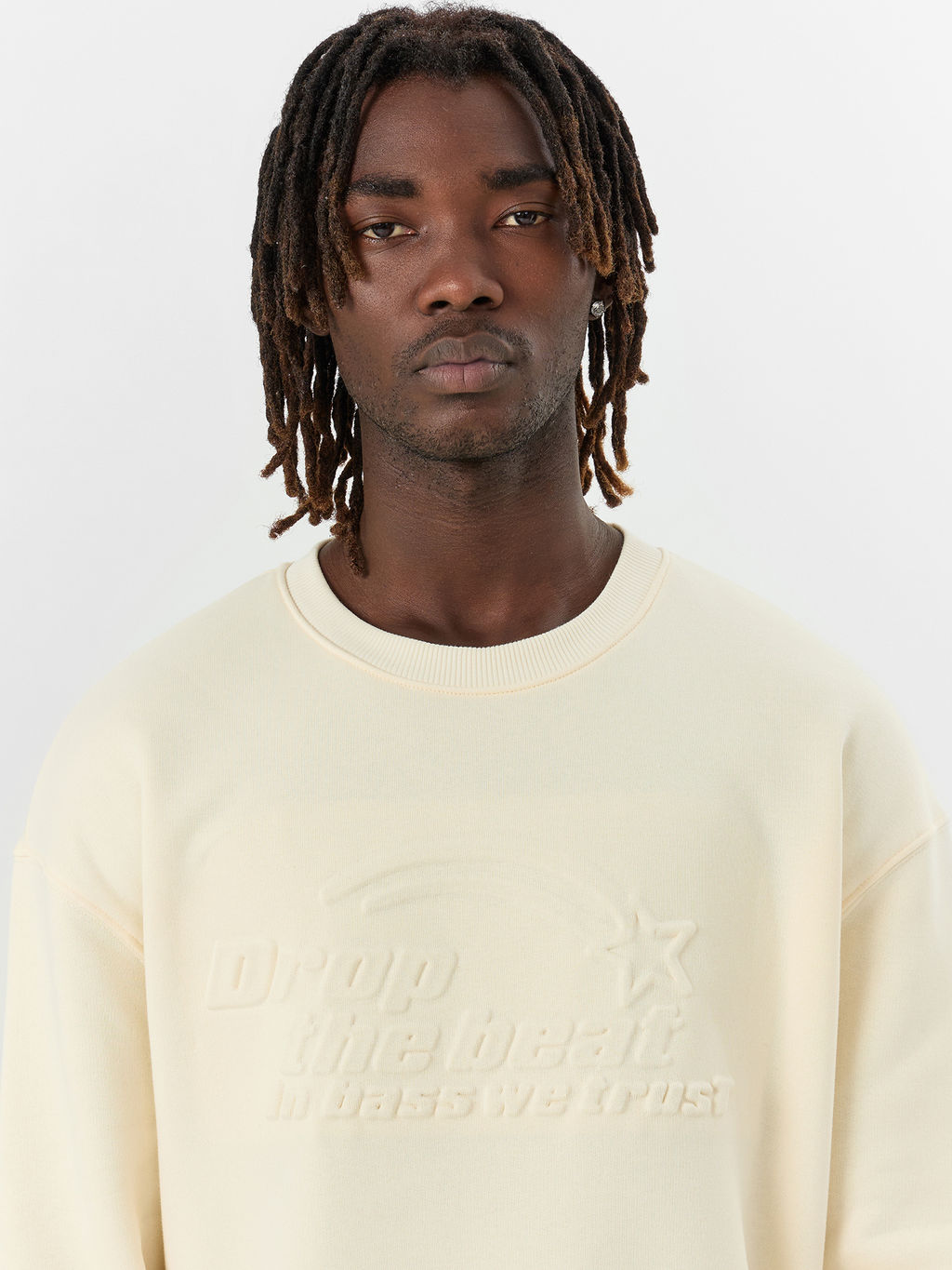 Свитшот мужской кремовый с надписью drop the beat... - Mark formelle фото 4