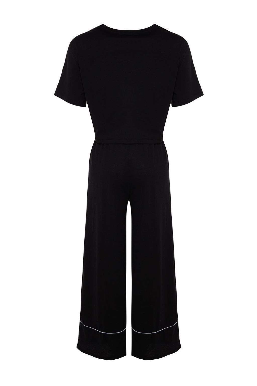 Trendyolmilla Siyah Pamuklu Eglence Bask?l? Biye Detayl? Orme Pijama Tak?m? THMSS21PT0953 фото 10