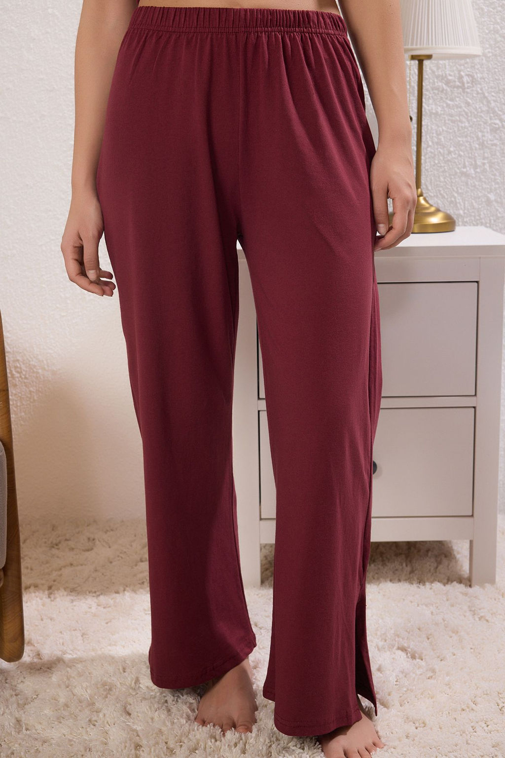Trendyolmilla Bordo-Cok Renkli %100 Pamuklu Kalpli ve Y?rtmac Detayl? Orme Pijama Tak?m? THMSS25PT00277  фото 7