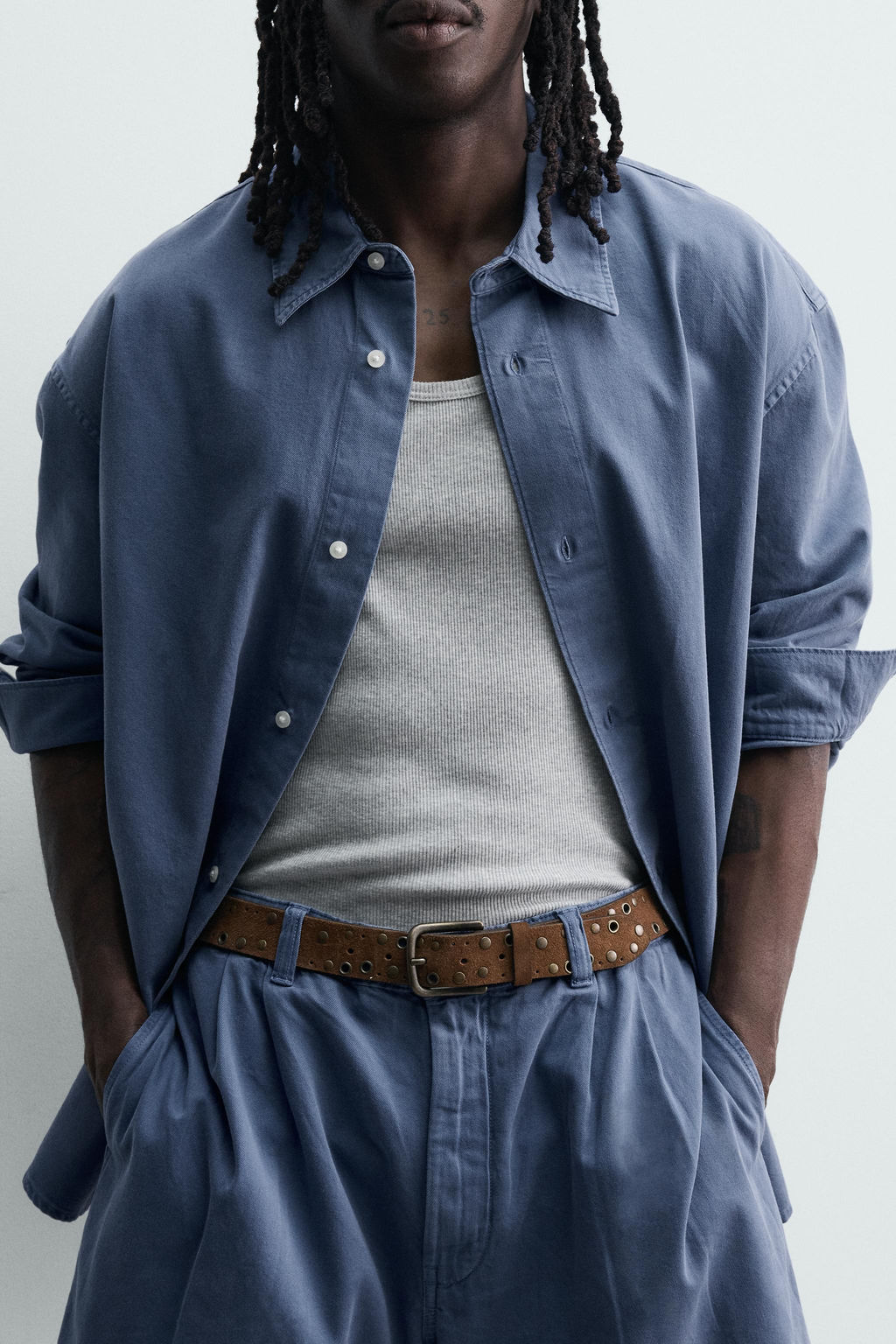 CAMISA LAVADA RELAXED FIT / Azul vigor? - Zara фото 7
