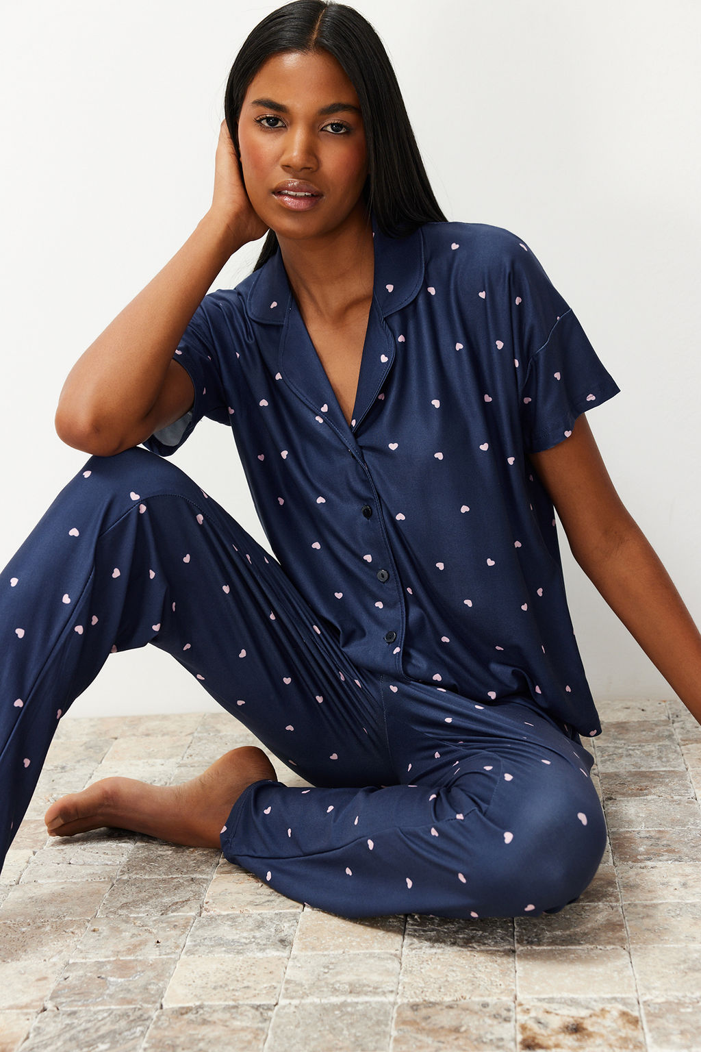 Gul Kurusu Kalpli Orme Pijama Tak?m? THMSS24PT00286 - Trendyolmilla фото 3