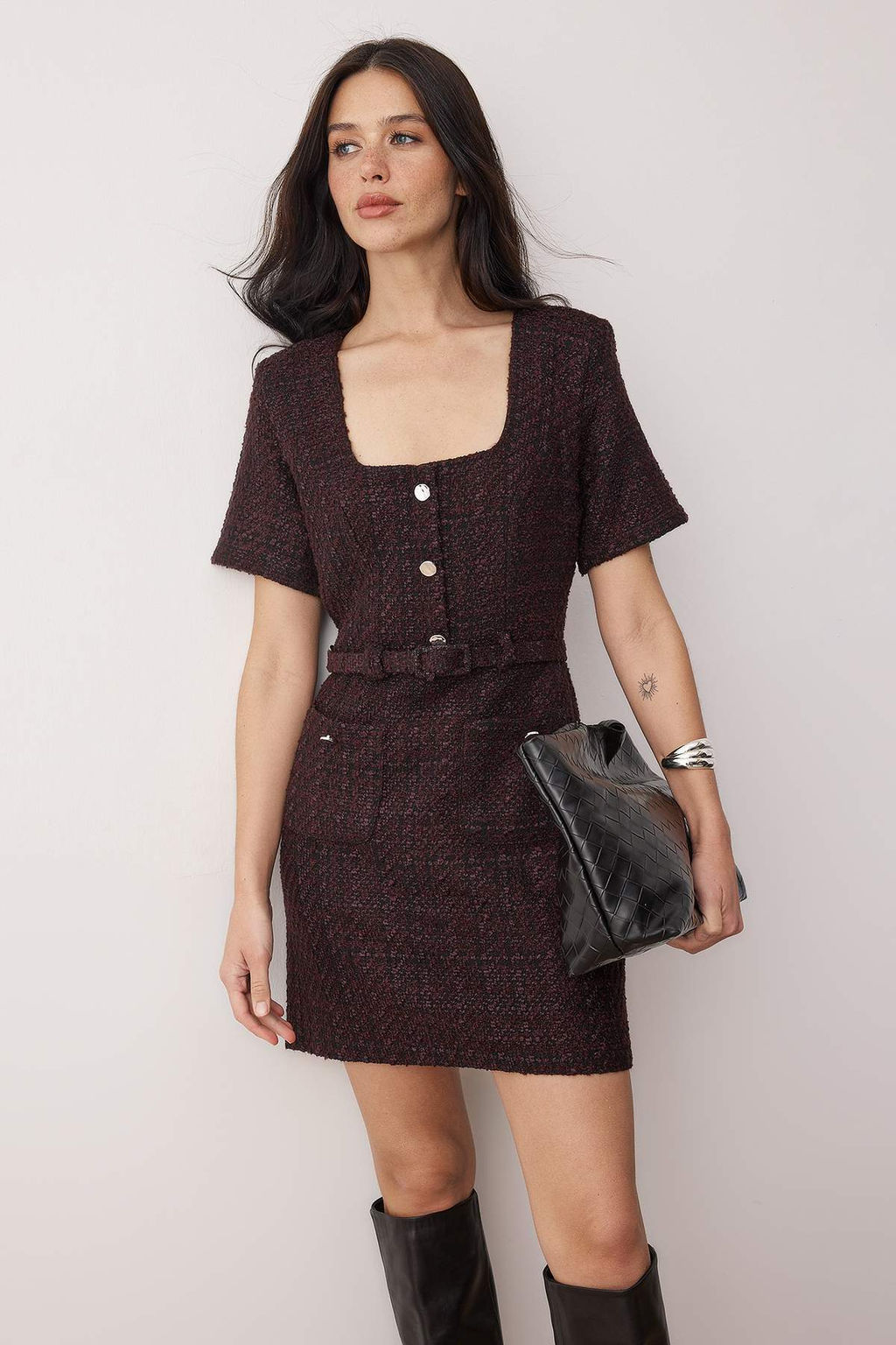 Murdum Kemerli Duz Kemerli K?sa / Mini Dokuma Elbise TWOAW26EL00365 - Trendyolmilla фото 2