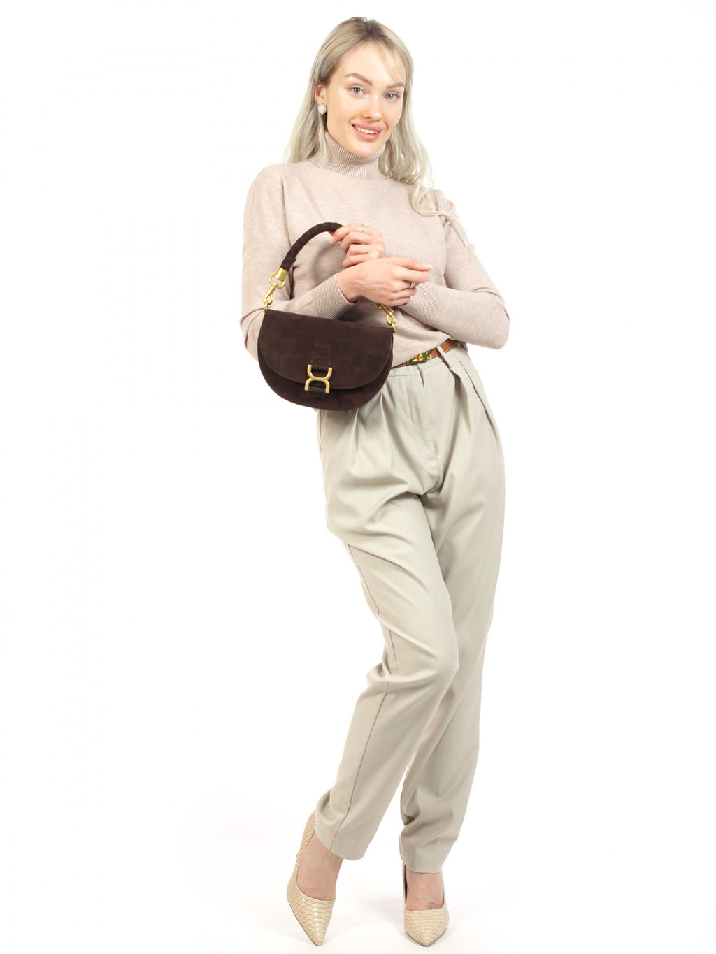 LACCOMA сумка АУ4864Ф-коричневый натуральная замша хлопок фото 3