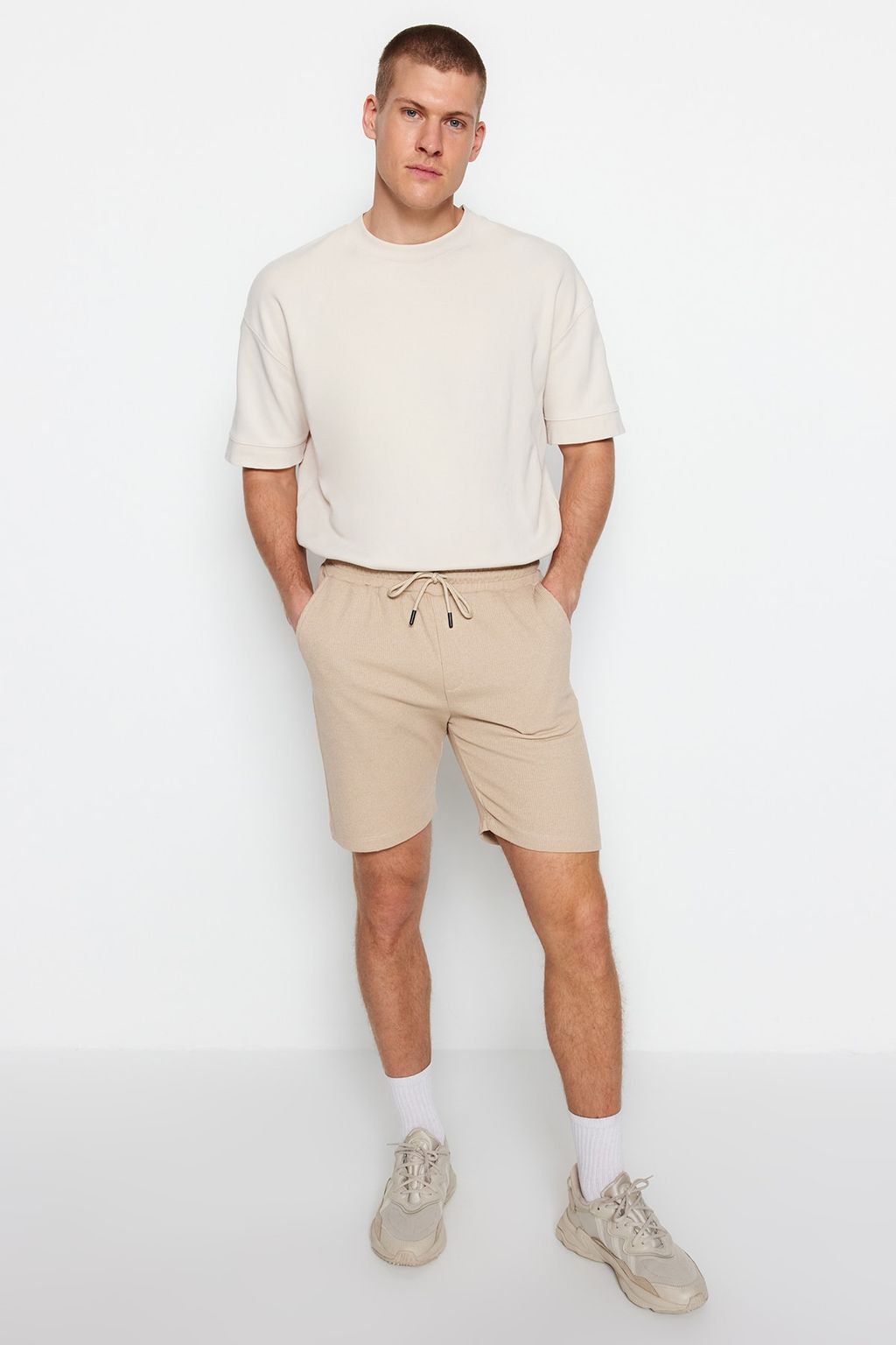 Lacivert-Bej Regular Kordonlu 2 Li Paket Sort & Bermuda TMNSS23SR00076