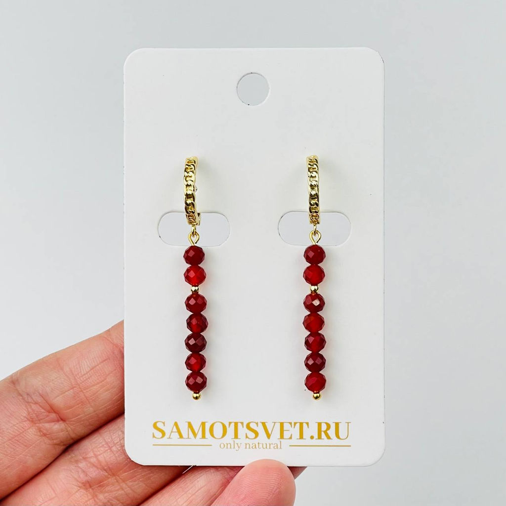Серьги длинные из Сердолика