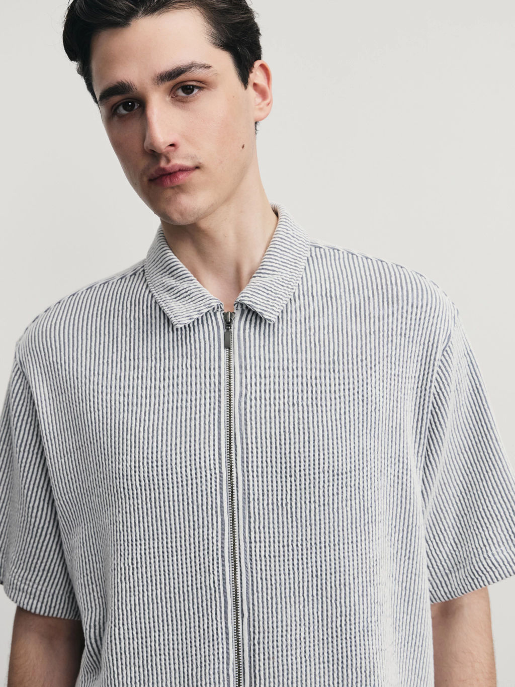 Рубашка в полоску на молнии / Zarina  фото 7