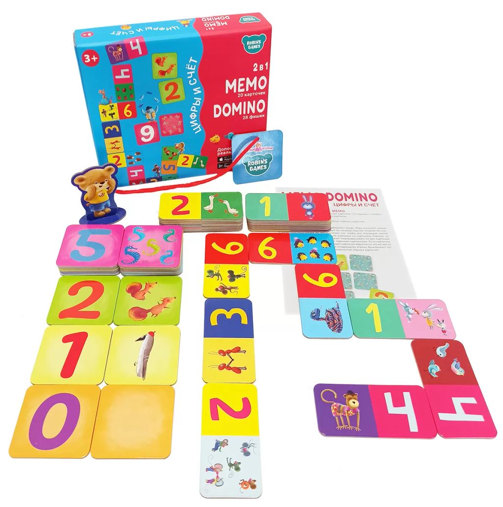 Настольные игры. Мемо Домино. Цифры и Счет. 2 в 1 - Робинс фото 2