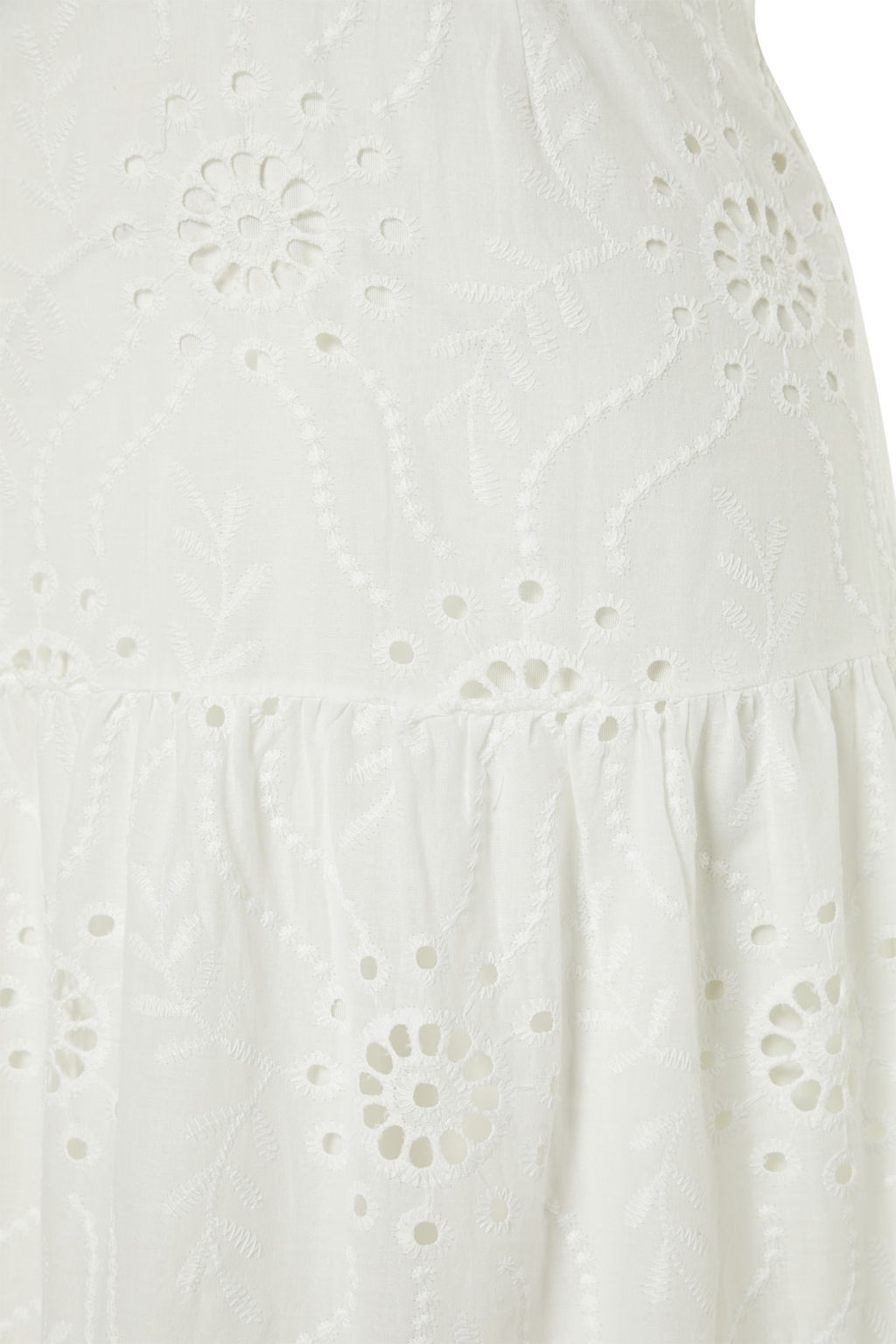 TRENDYOLMILLA Beyaz Belden Ac?lan Midi Astarl? Brode Dokuma Elbise TWOSS23EL00156 фото 7