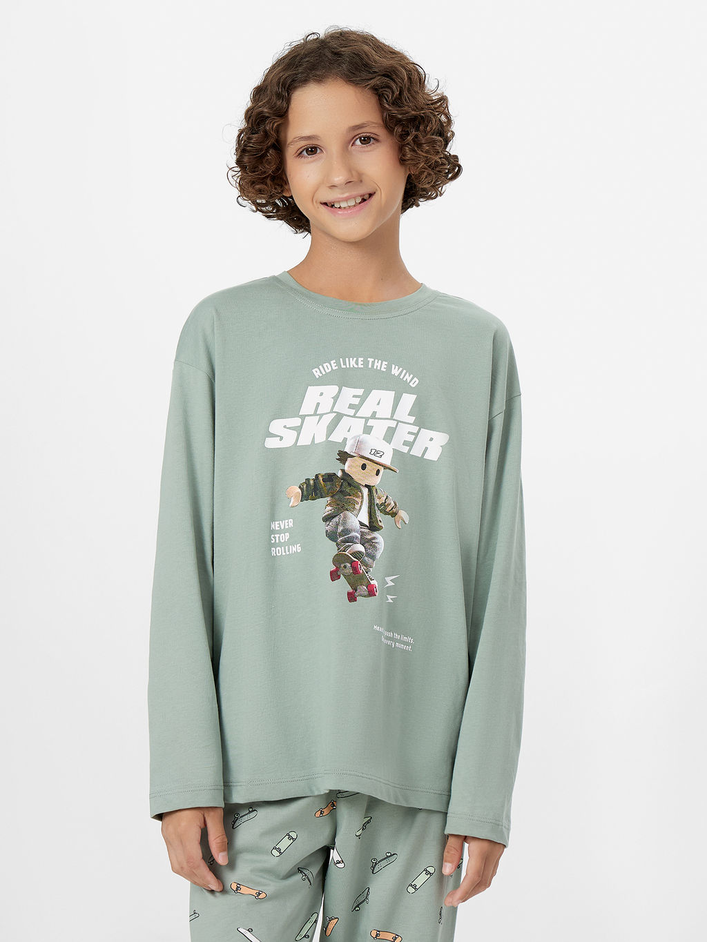 Комплект для мальчиков зеленый с надписью Real skater - Mark formelle фото 3
