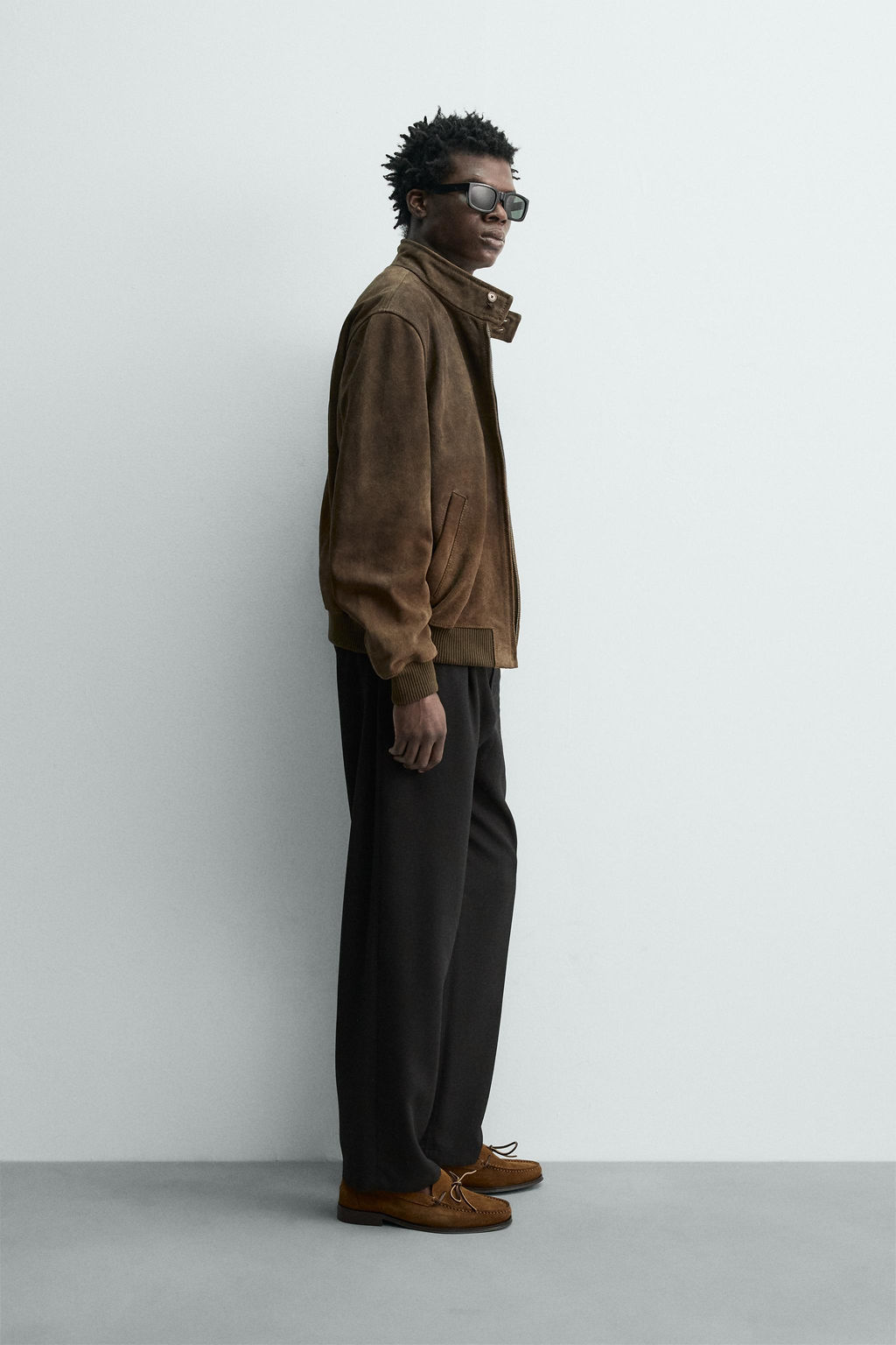 REGULAR FIT LEATHER SUEDE JACKET - Zara фото 12