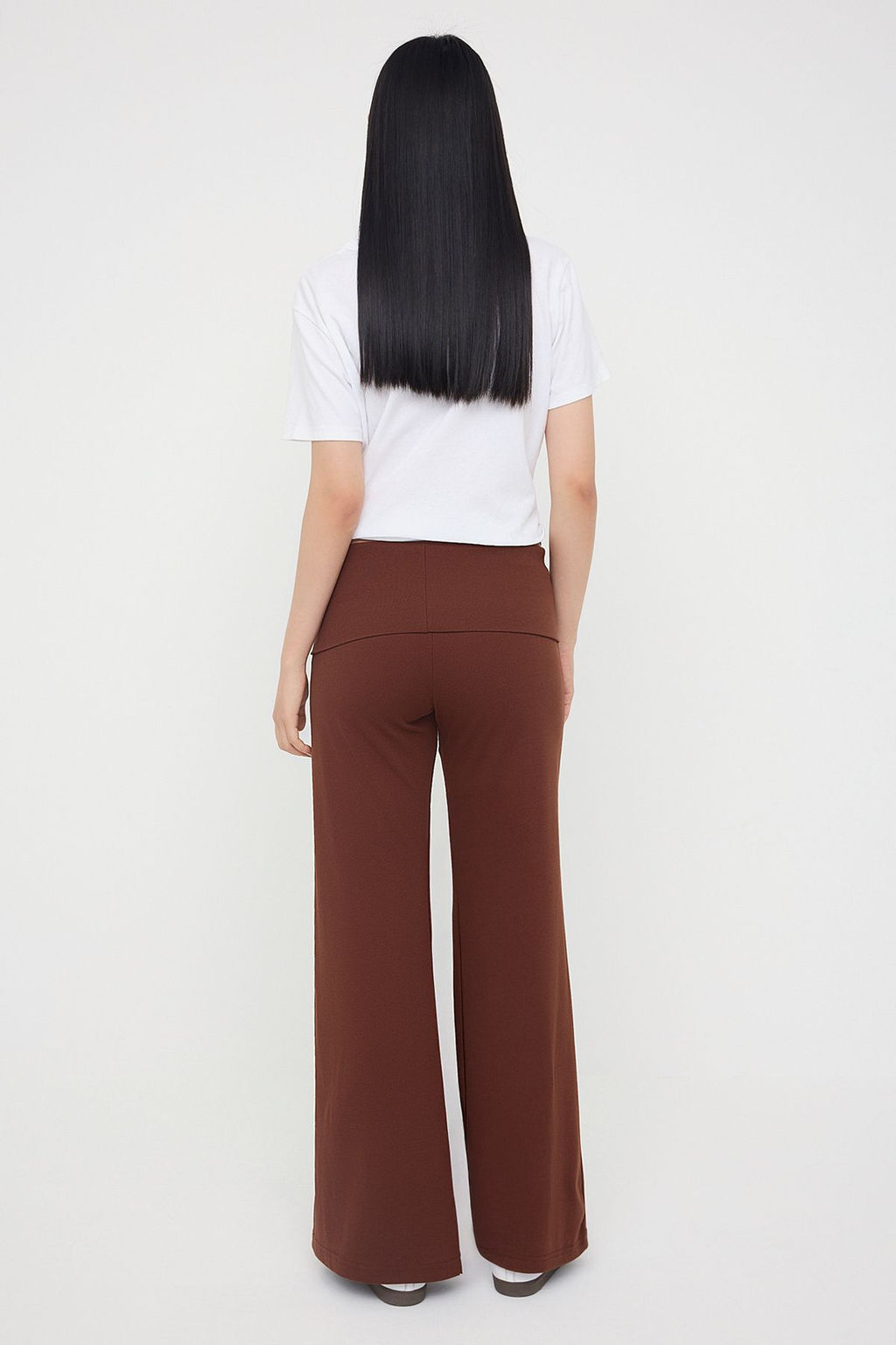 Teen Gri Melanj Beli Katlamal? Wideleg/Genis Paca Pantolon TWOAW26PL00019 - Trendyolmilla фото 4