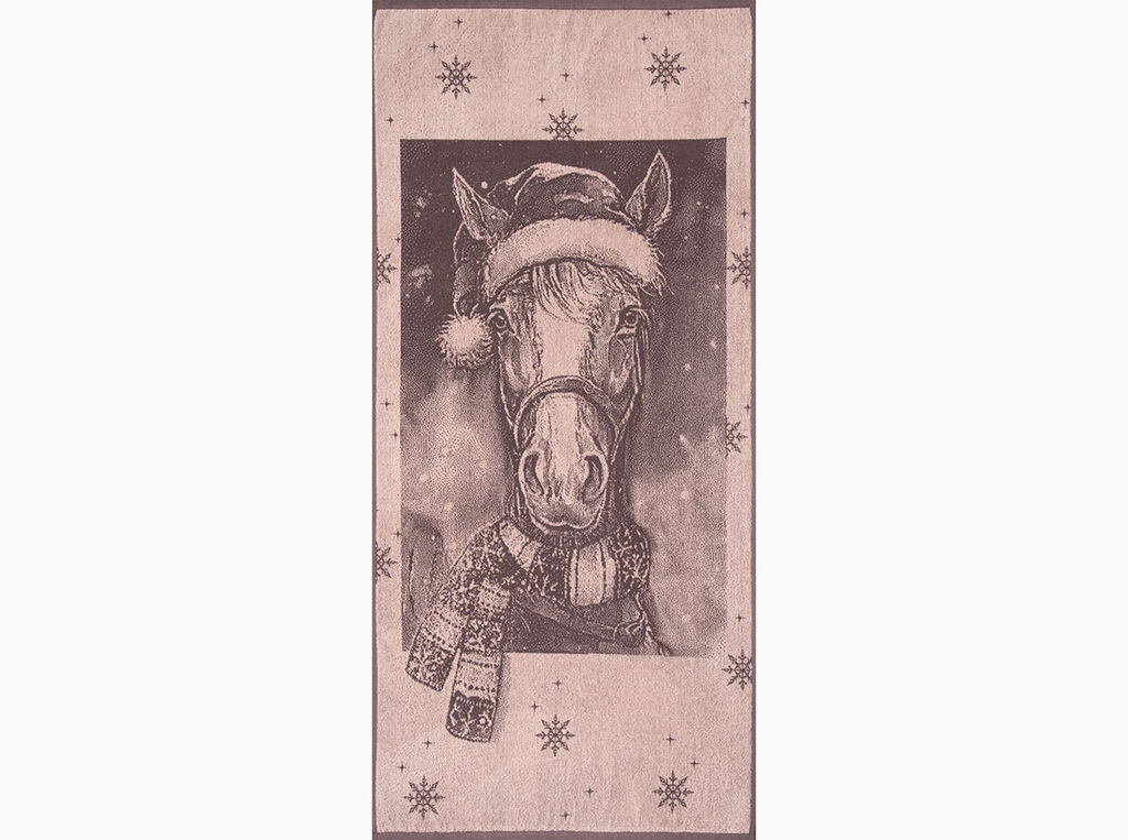 Полотенце махровое 6с102.411ж1 Лошадь новогодняя(т.с.мальв1) 67х150см