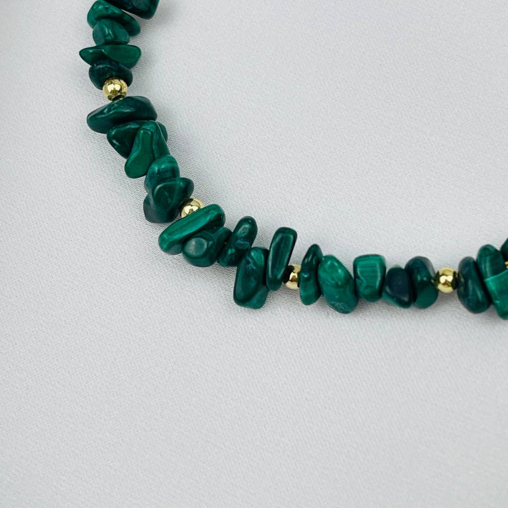 Браслет из черного Турмалина "Шерл",Малахита и Жемчуга 18 см +