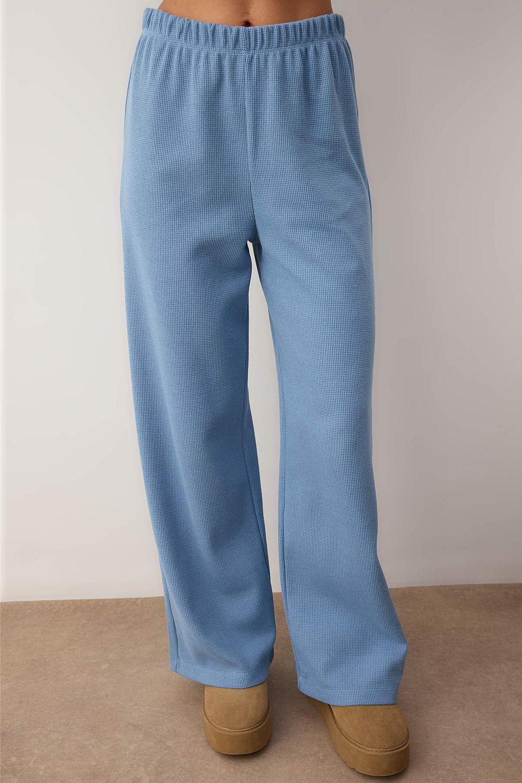 Mavi Kapusonlu Waffle Orme Pijama Tak?m? THMAW26PT00168 - Trendyolmilla фото 3
