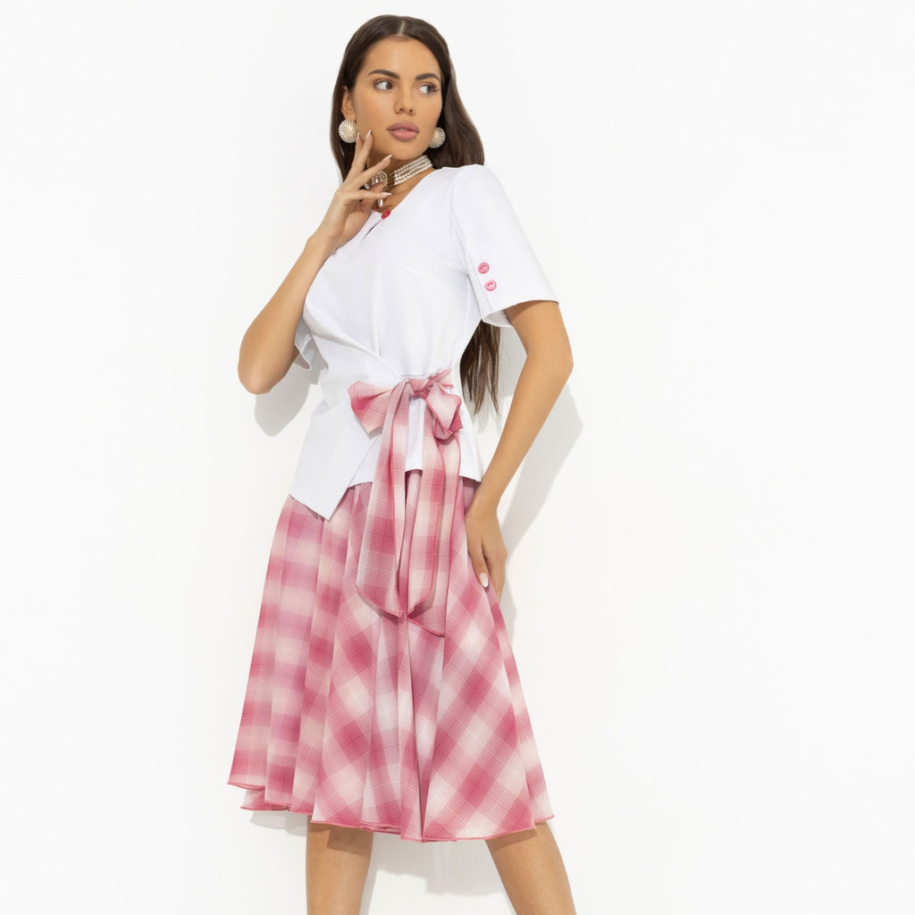 Костюм с юбкой комбинированный, Больше чем стиль (2 в 1, воздушно-розовый)