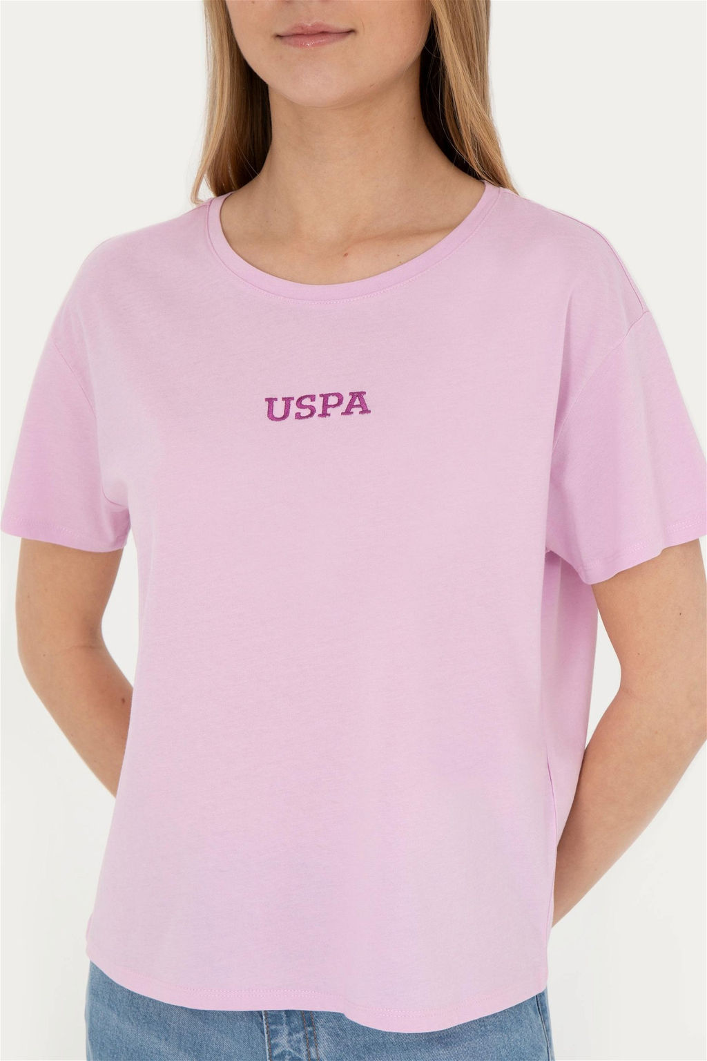 Женская розовая футболка с круглым вырезом - U.s. polo assn фото 6