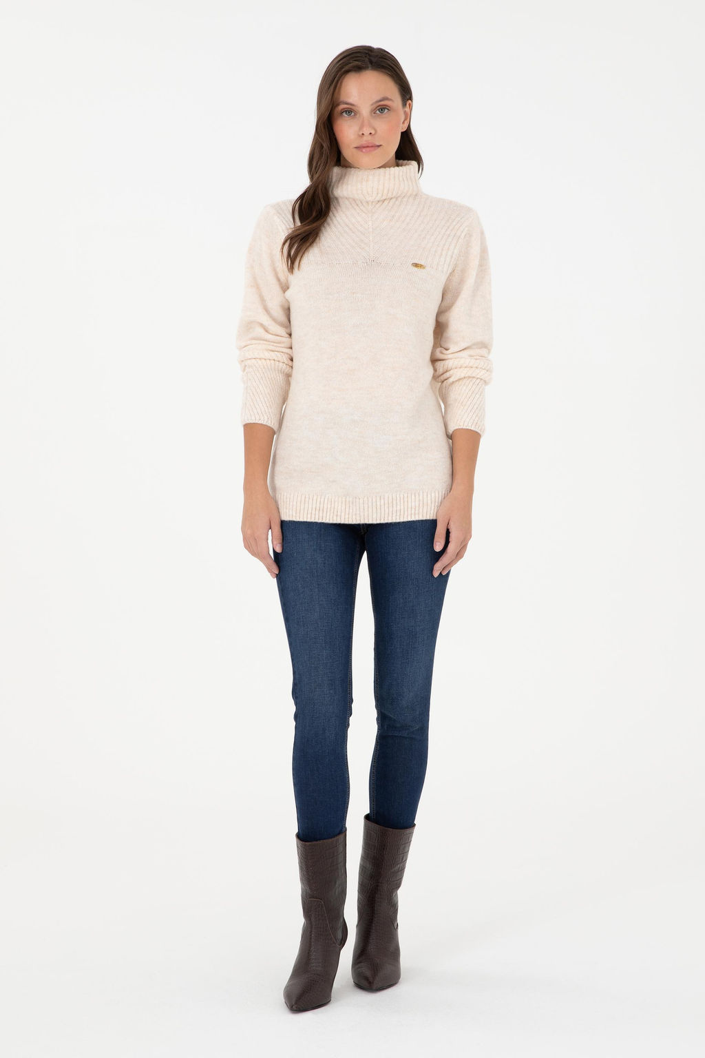 Женская кремовая водолазка с воротником Неожиданная скидка в корзине - U.s. polo assn фото 4