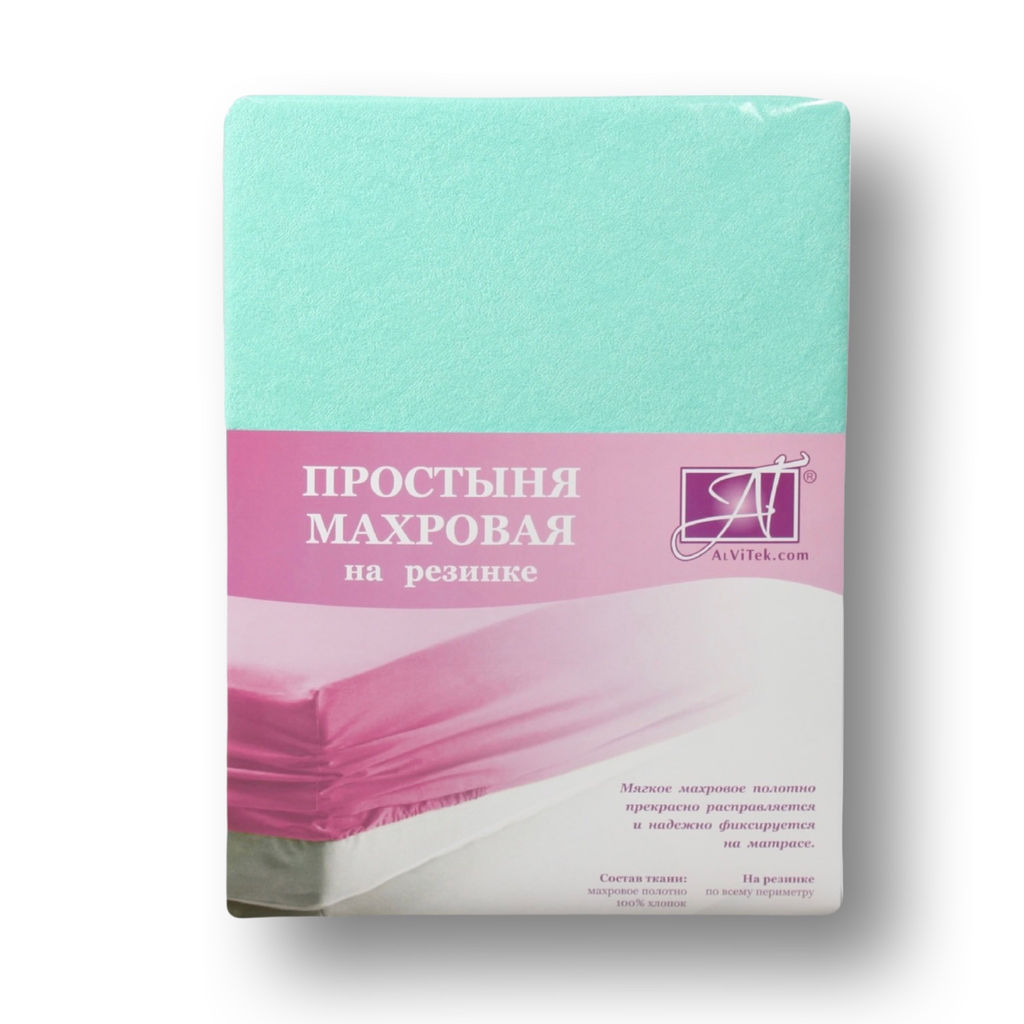ПМР-МЕ-180(180) Ментол простыня махровая на резинке 180х200+20
